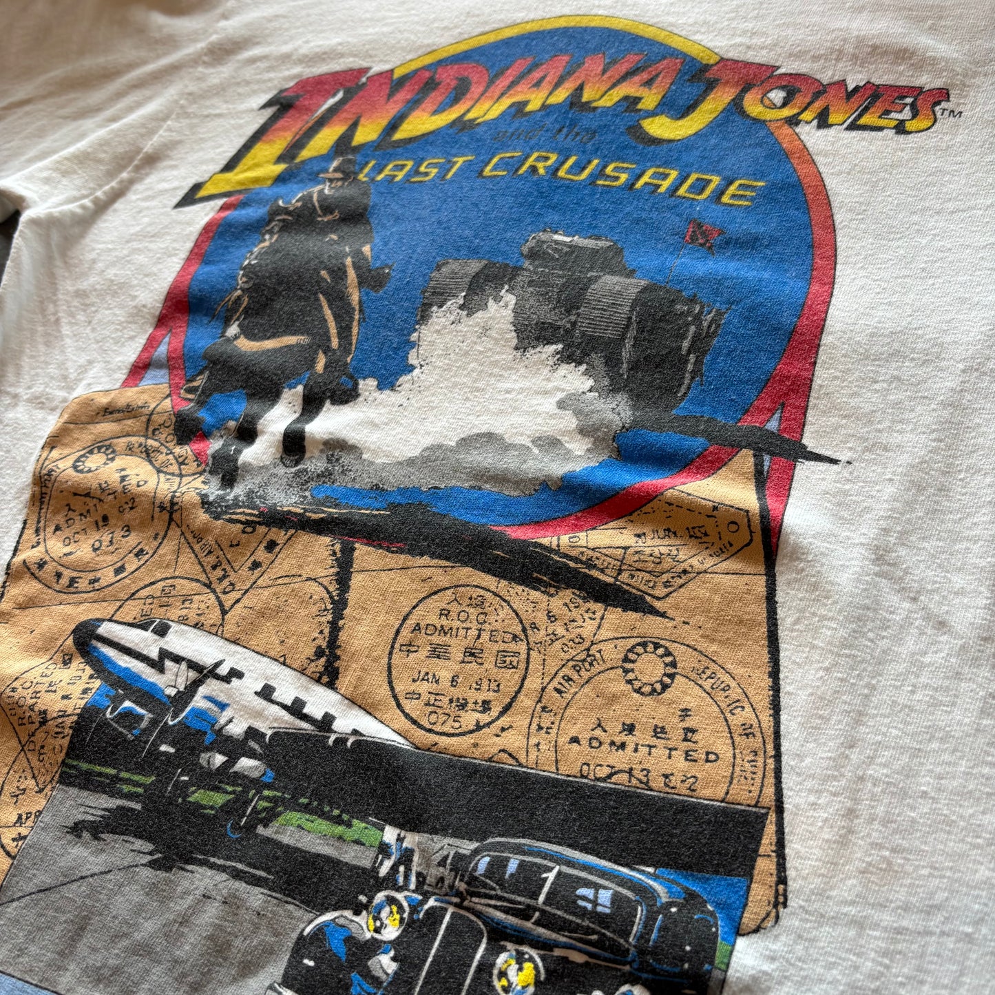 90's Hanes INDIANA JONES and the LAST CRUSADE インディ・ジョーンズ/最後の聖戦 ムービーTシャツ 白 M/A4065T-SO