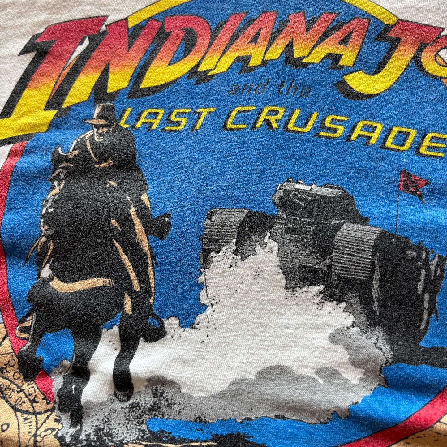 90's Hanes INDIANA JONES and the LAST CRUSADE インディ・ジョーンズ/最後の聖戦 ムービーTシャツ 白 M/A4065T-SO