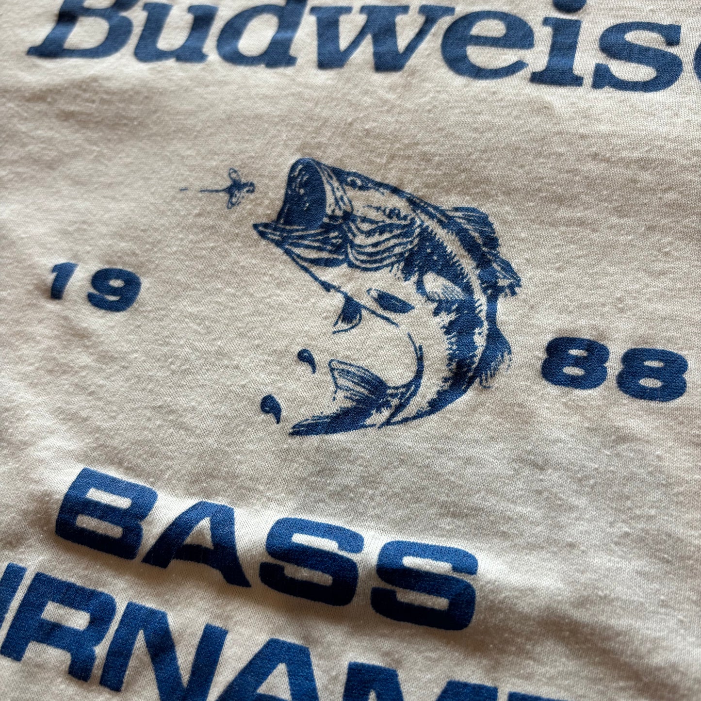 80's Hanes Budweiser BASS TOURNAMENT 1988 プリントTシャツ 白 XL/A7154T-SO