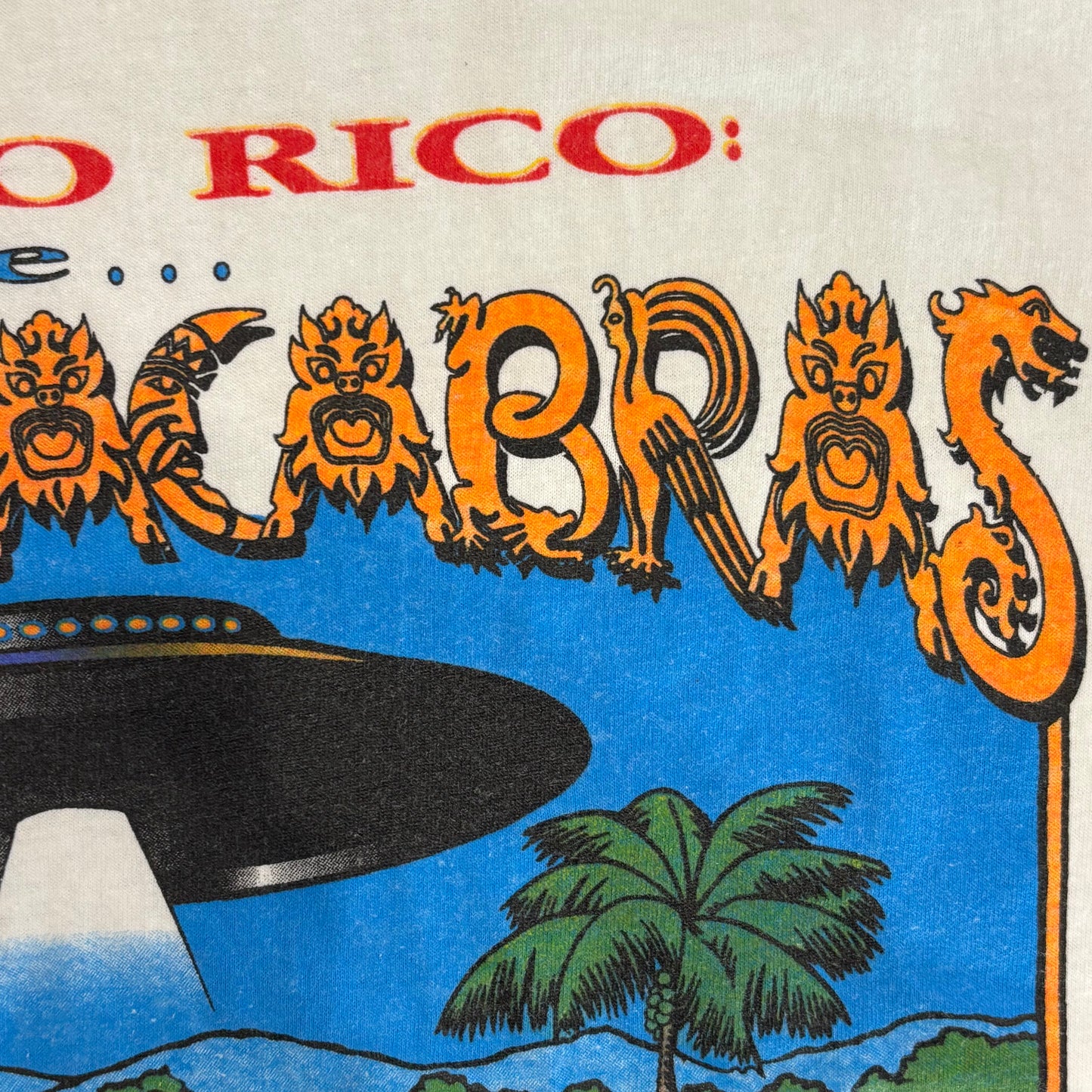 90's Hanes PUERTO RICO CHUPACABRAS カブラス祭り Tシャツ 白 (XL)/B2781T-SO