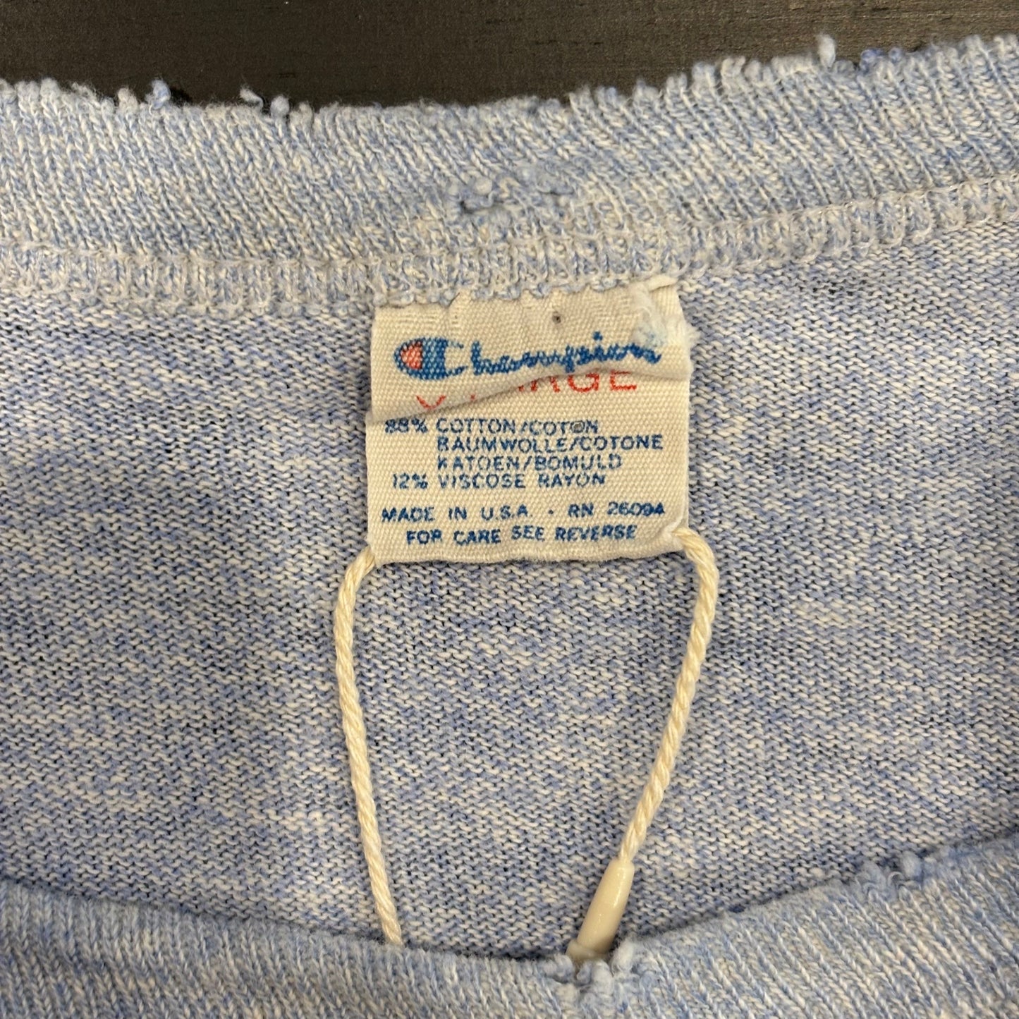80's champion ピグメント染め クルーネックTシャツ 薄青 (XL)/A2836T-SO