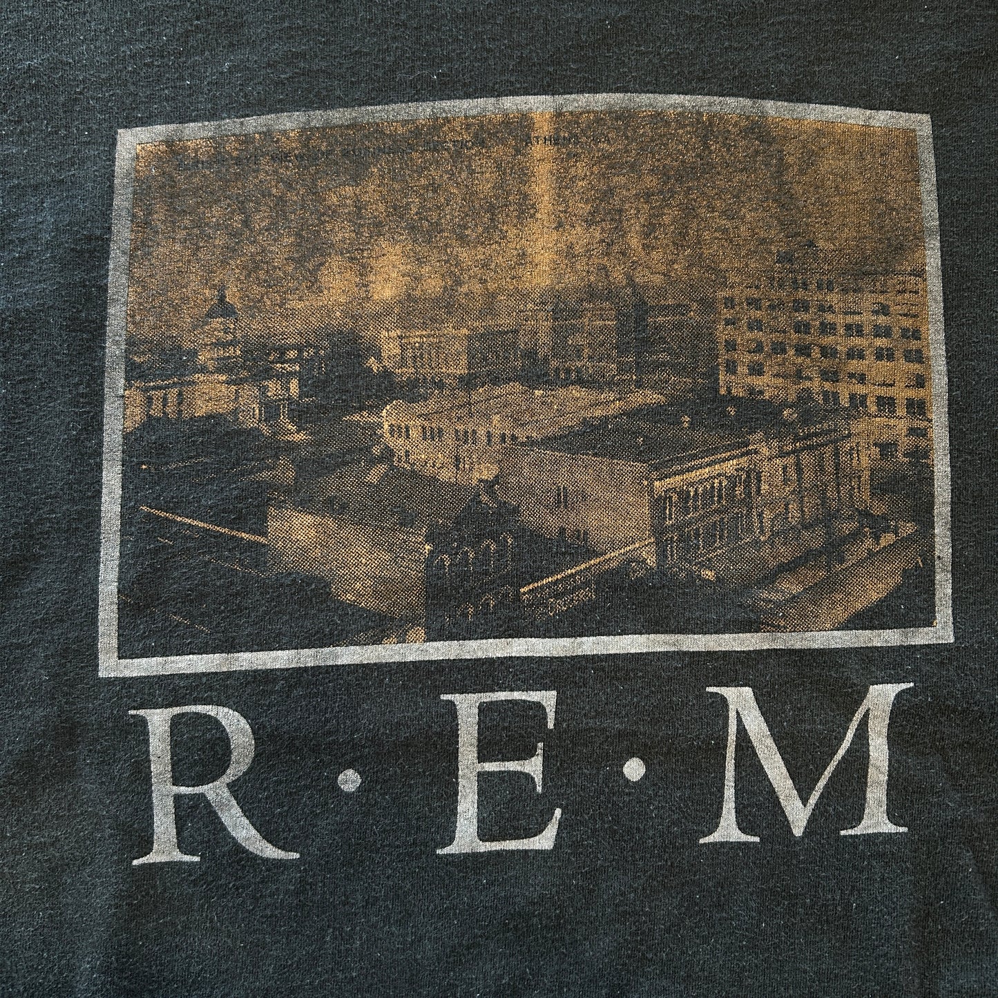 90's R.E.M ”Birds Eye View Of Business Section"バンドTシャツ 黒(XL)/A7507T-SO