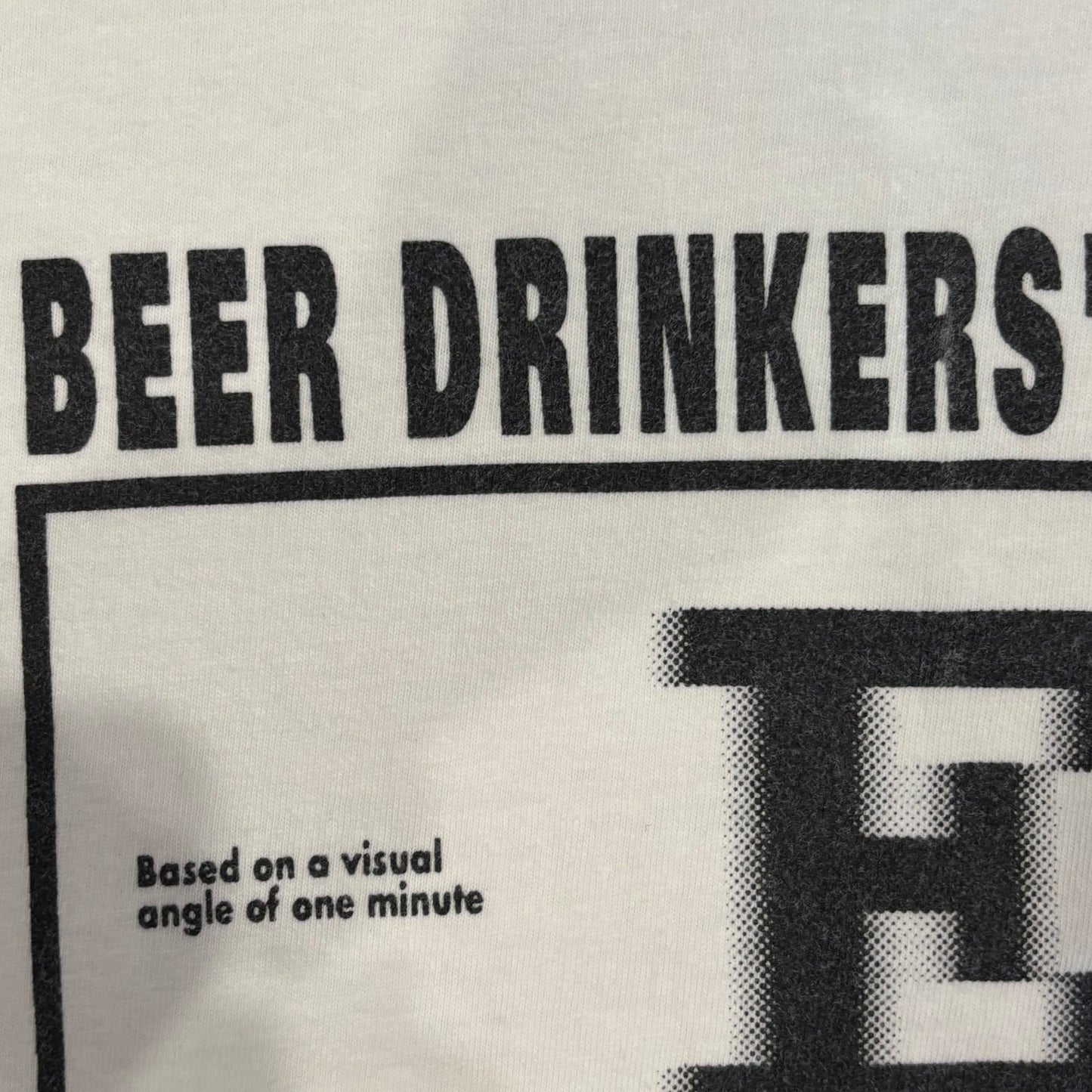 90's Hanes BEER DRINKERS' EYECHART 視力検査表 アルコールTシャツ 白 (XL)/B2733T-SO