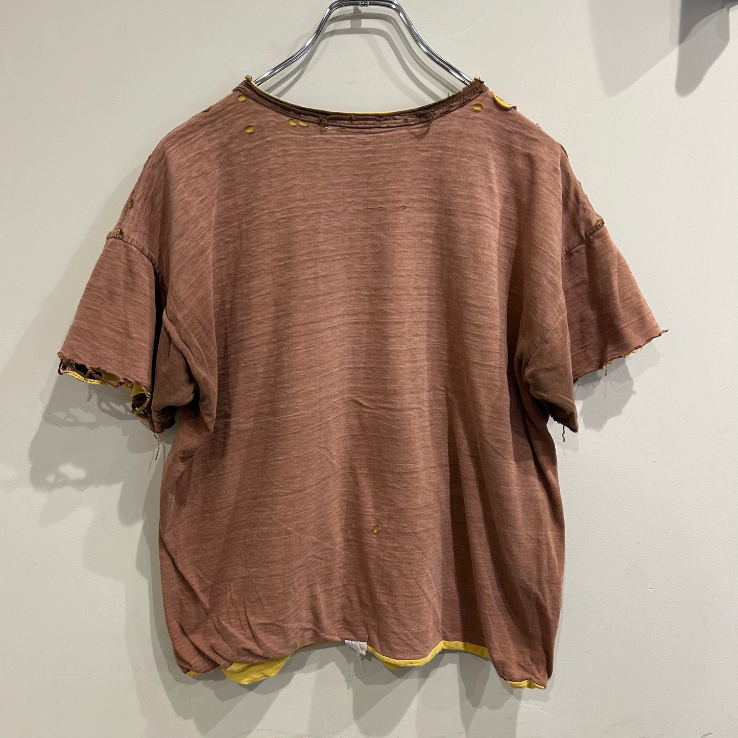 60’s Champion ダブルフェイスTシャツ 茶・黄(L)/A6319T-S0