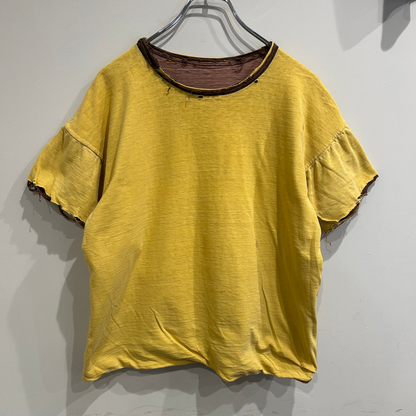 60’s Champion ダブルフェイスTシャツ 茶・黄(L)/A6319T-S0
