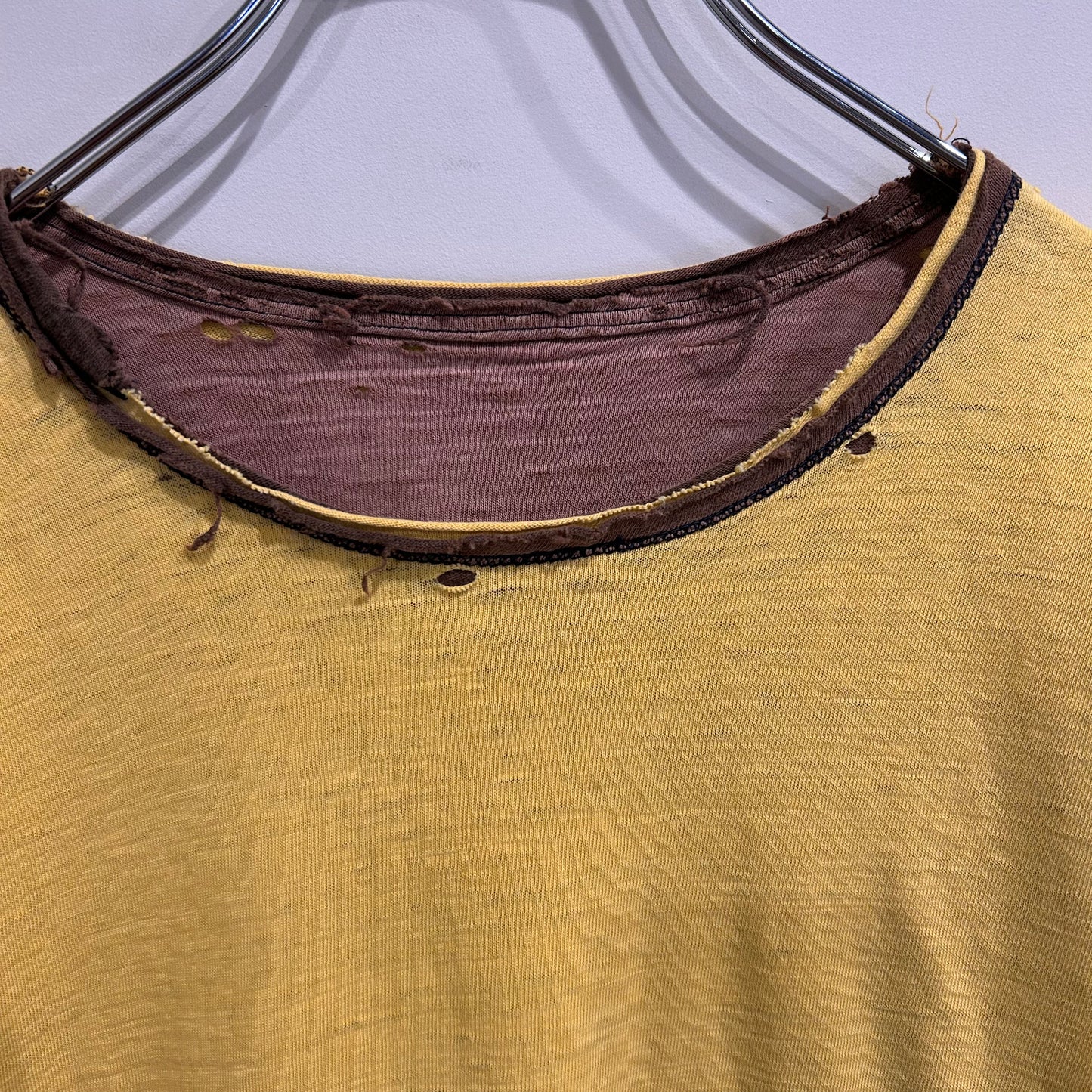 60’s Champion ダブルフェイスTシャツ 茶・黄(L)/A6319T-S0