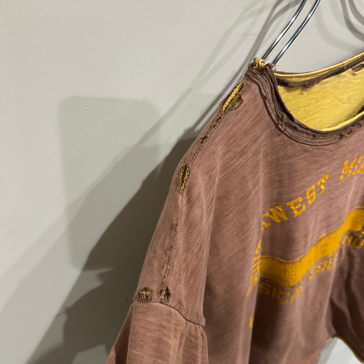 60’s Champion ダブルフェイスTシャツ 茶・黄(L)/A6319T-S0
