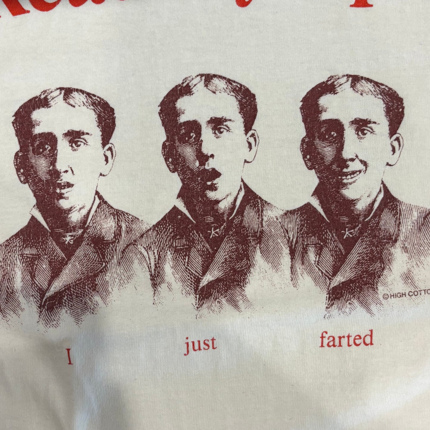 80's CAL CRU Read my lips I just farted ジョーク Tシャツ 白 (XL)/B2712T-SO