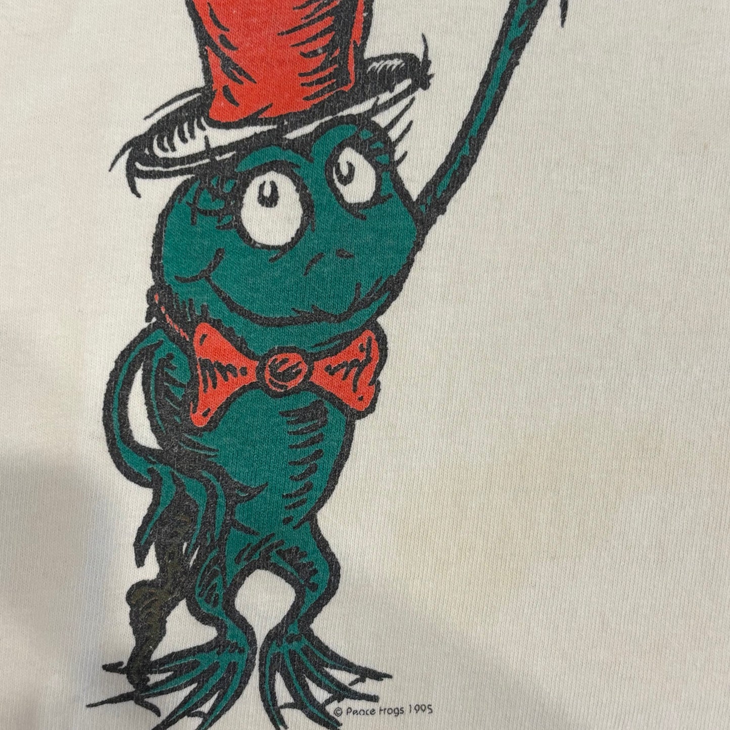 90's Peace Frogs Dr. Seuss "キャット・イン・ザ・ハット” コラボTシャツ 白 (L)/B2789T-SO