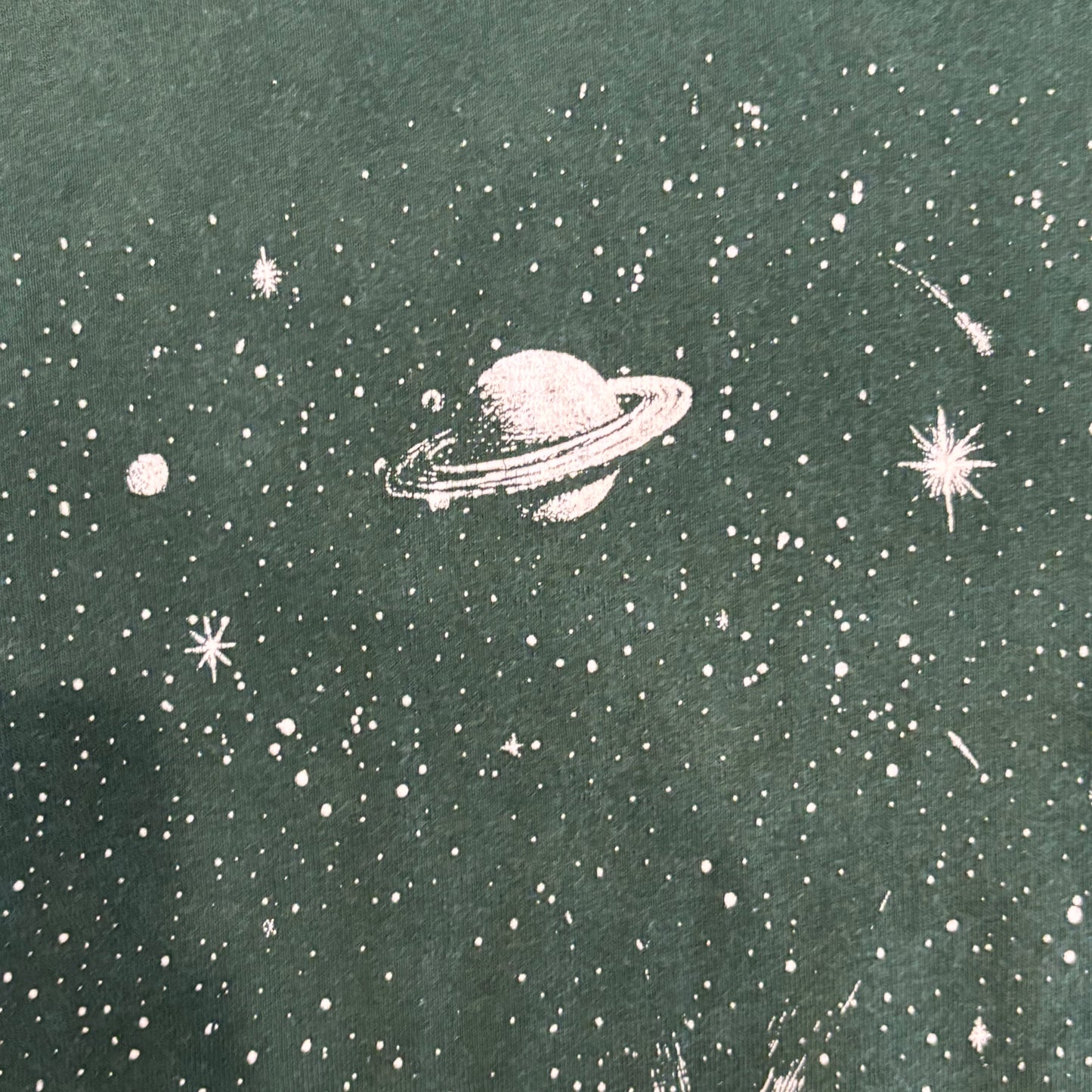 90's Disney ミッキー&ミニー 宇宙 アトラクション ディズニーTシャツ 緑 (サイズ不明)/B2183T-SO