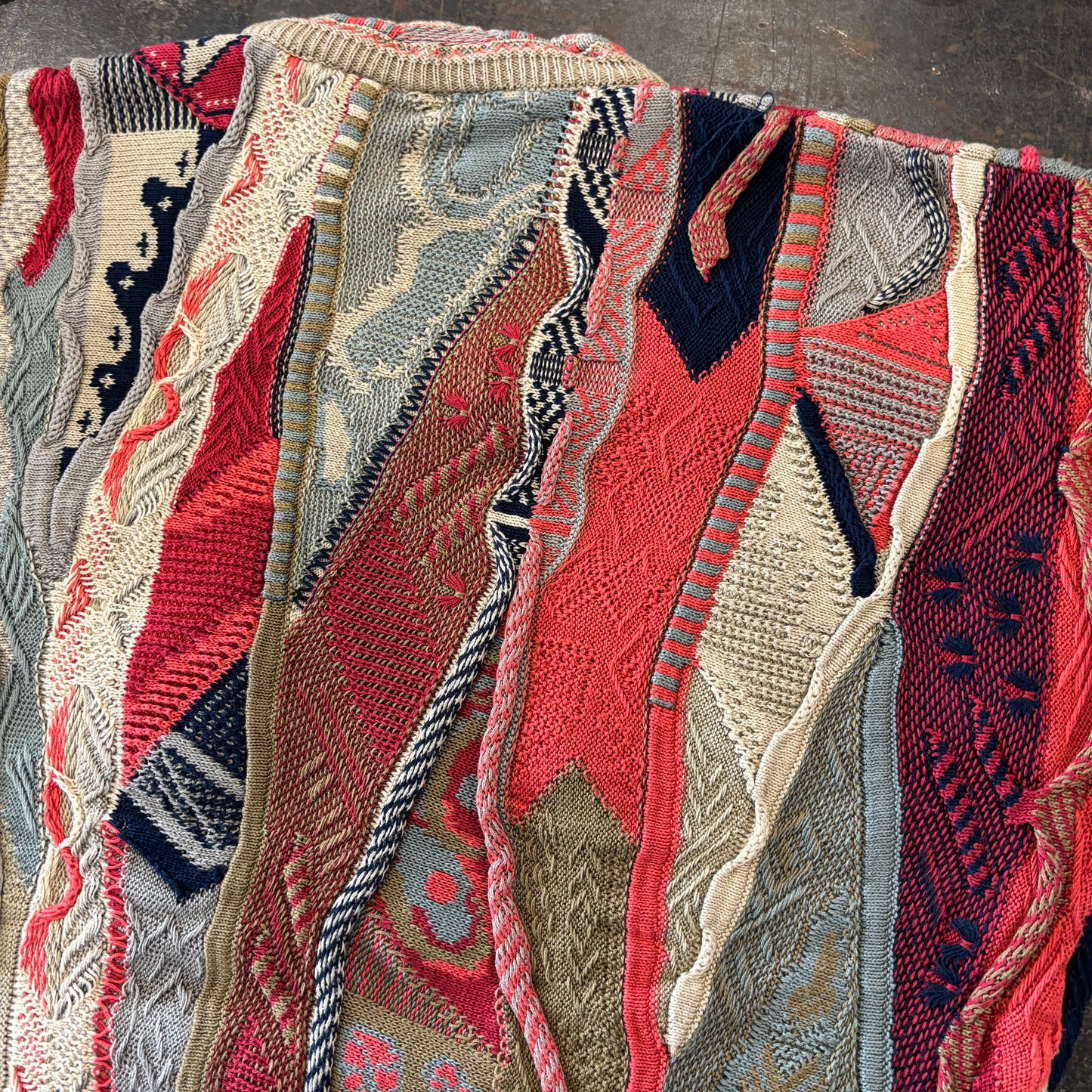 90's CARLO ALBERTO 総柄 3Dニット セーター マルチカラー (XS) /A8953K-SO