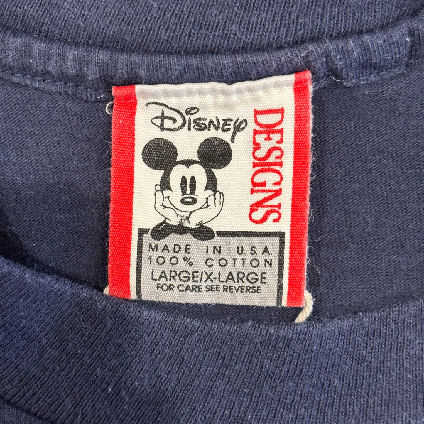 90's Disney '96 ミッキープリント ディズニーTシャツ 紺 (XL)/B2791T-SO