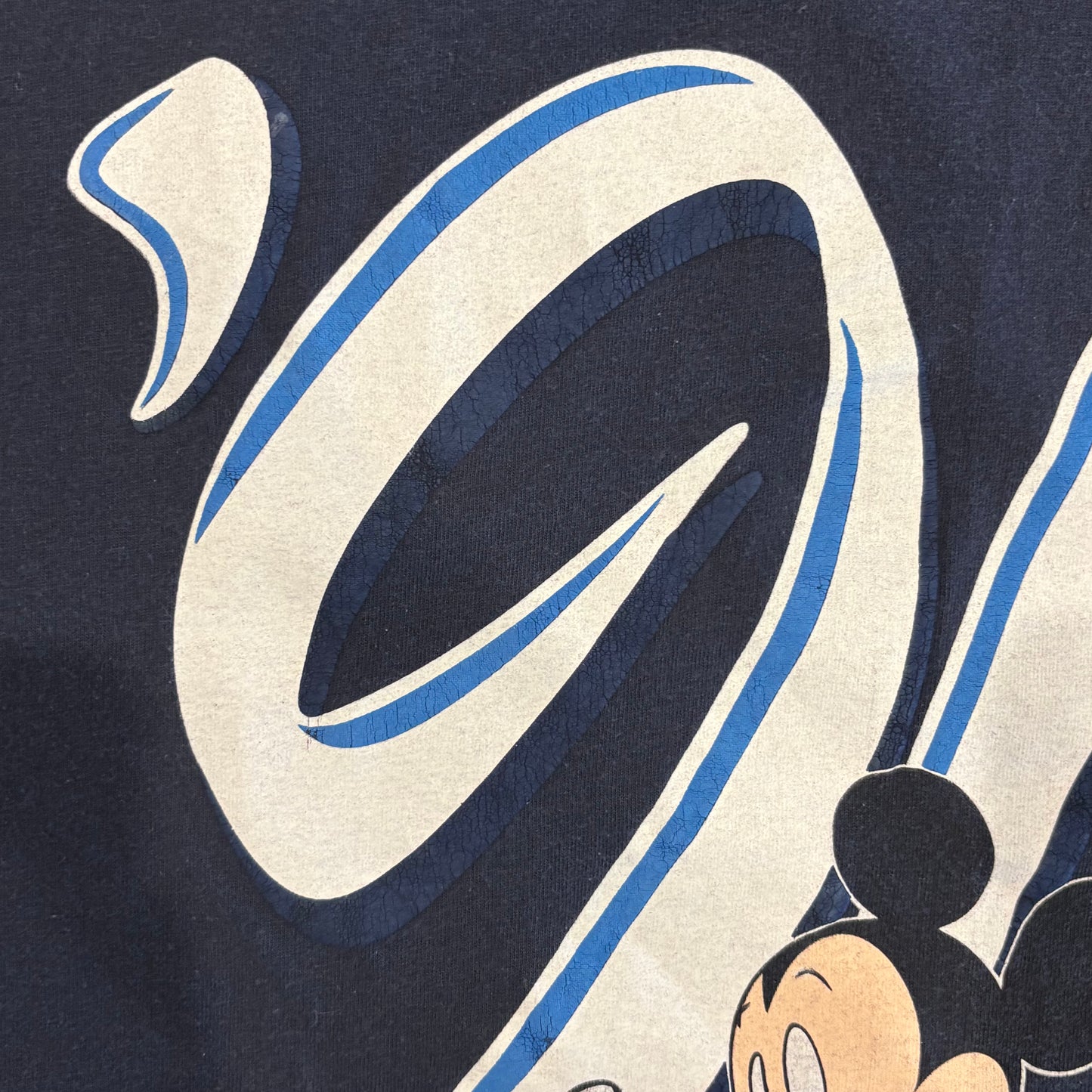 90's Disney '96 ミッキープリント ディズニーTシャツ 紺 (XL)/B2791T-SO