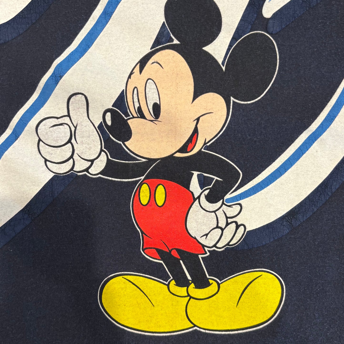 90's Disney '96 ミッキープリント ディズニーTシャツ 紺 (XL)/B2791T-SO