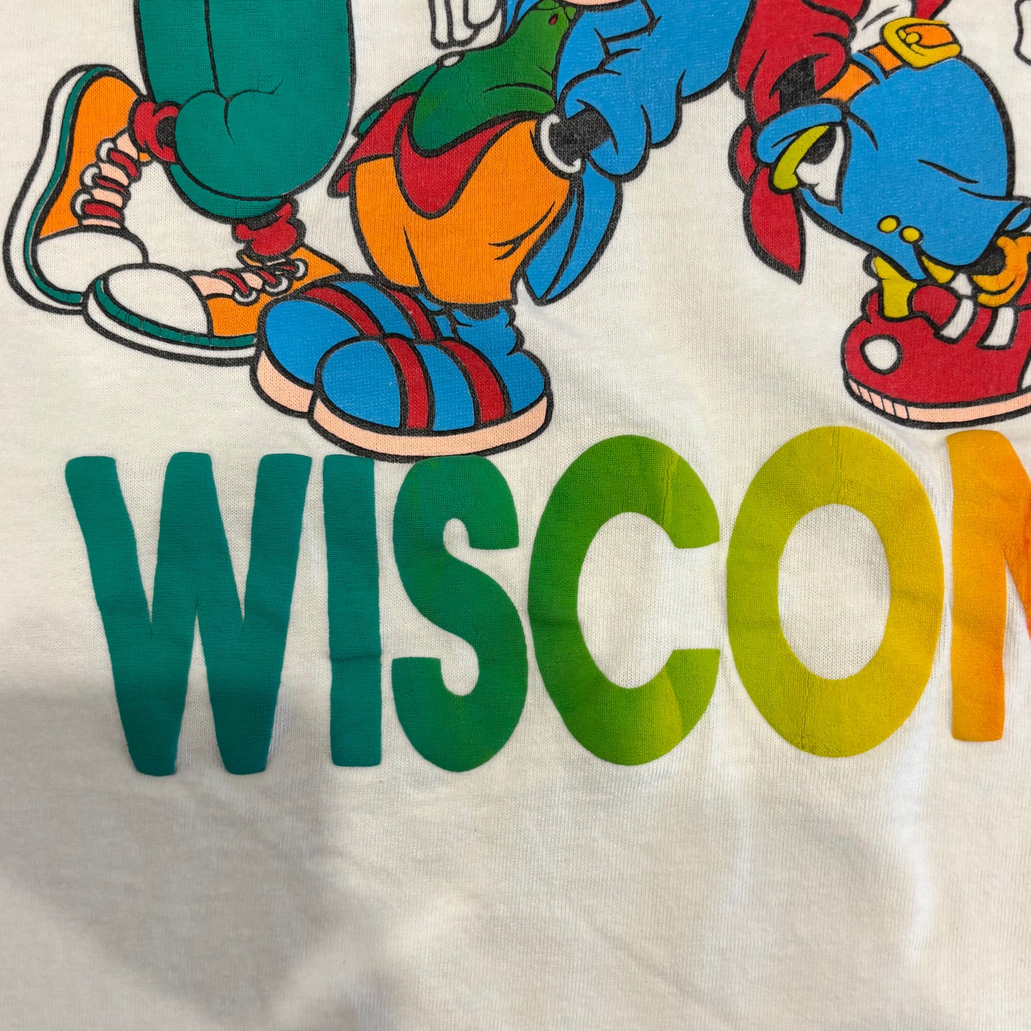 90's Velva Sheen WISCONSIN ミッキーと仲間たち ディズニーTシャツ 白 (XL)/B2191T-SO