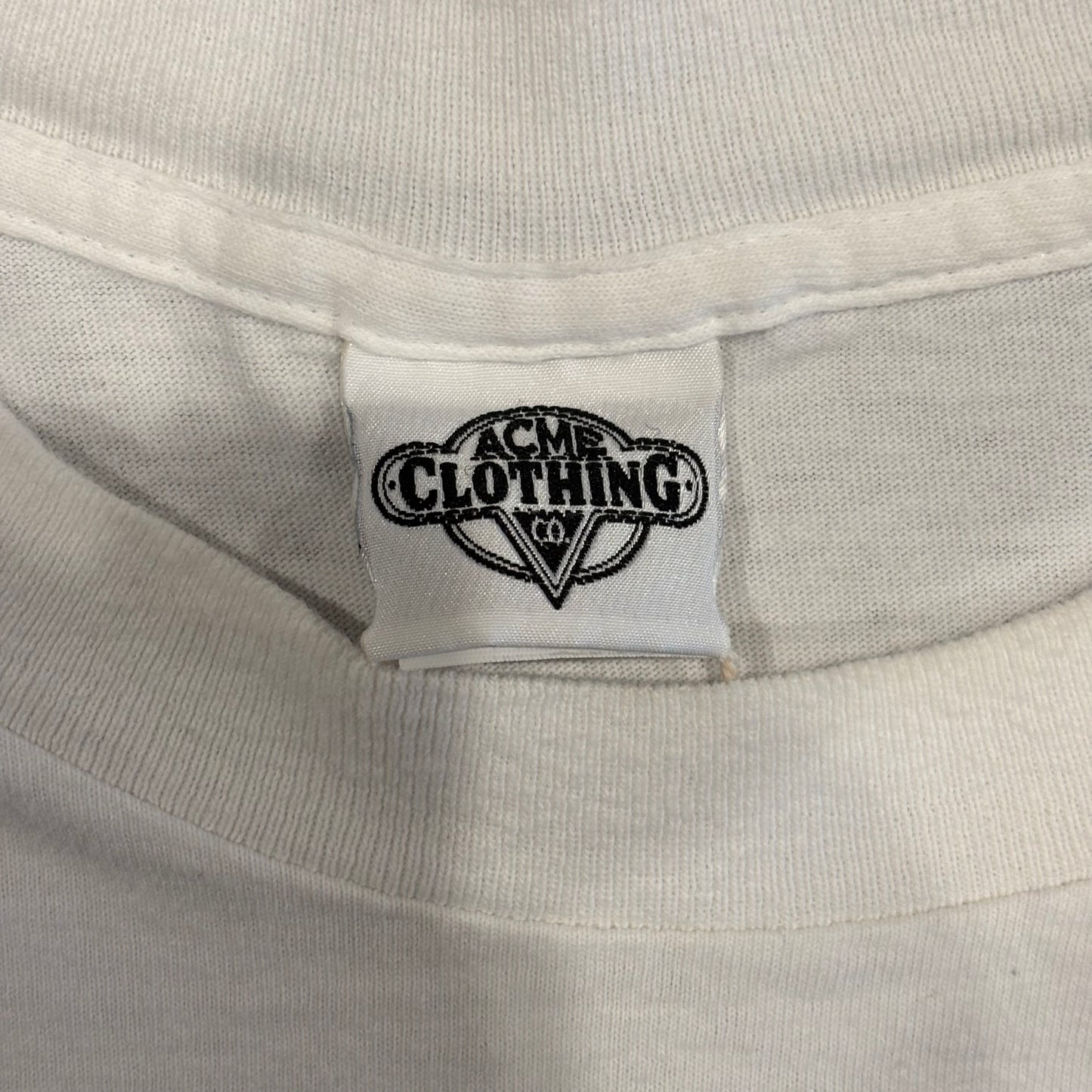 90's ACME CLOTHING WB ルーニーテューンズ ロード・ランナー キャラクターTシャツ 白 (XL)/B2148T-SO