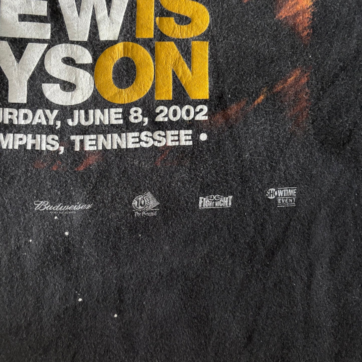 00's Hanes Mke Tyson Lennox Lewis "WBC・IBF・IBO世界ヘビータイトルマッチ2002" プリントTシャツ 黒 XL /A7335T-SO