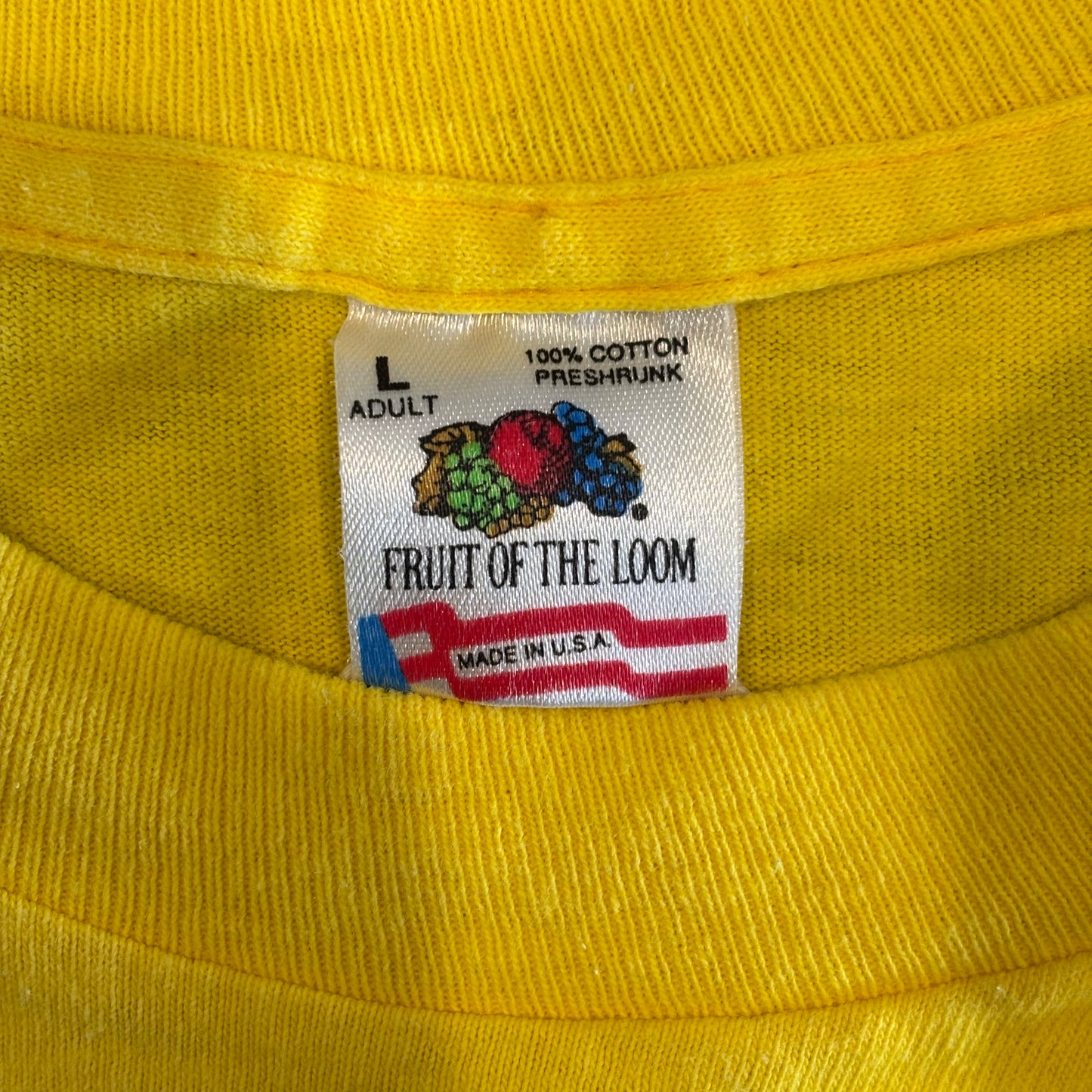 90's Fruit Of The Loom ポケットTシャツ シングルステッチ 黄 (L)/2805T-SO