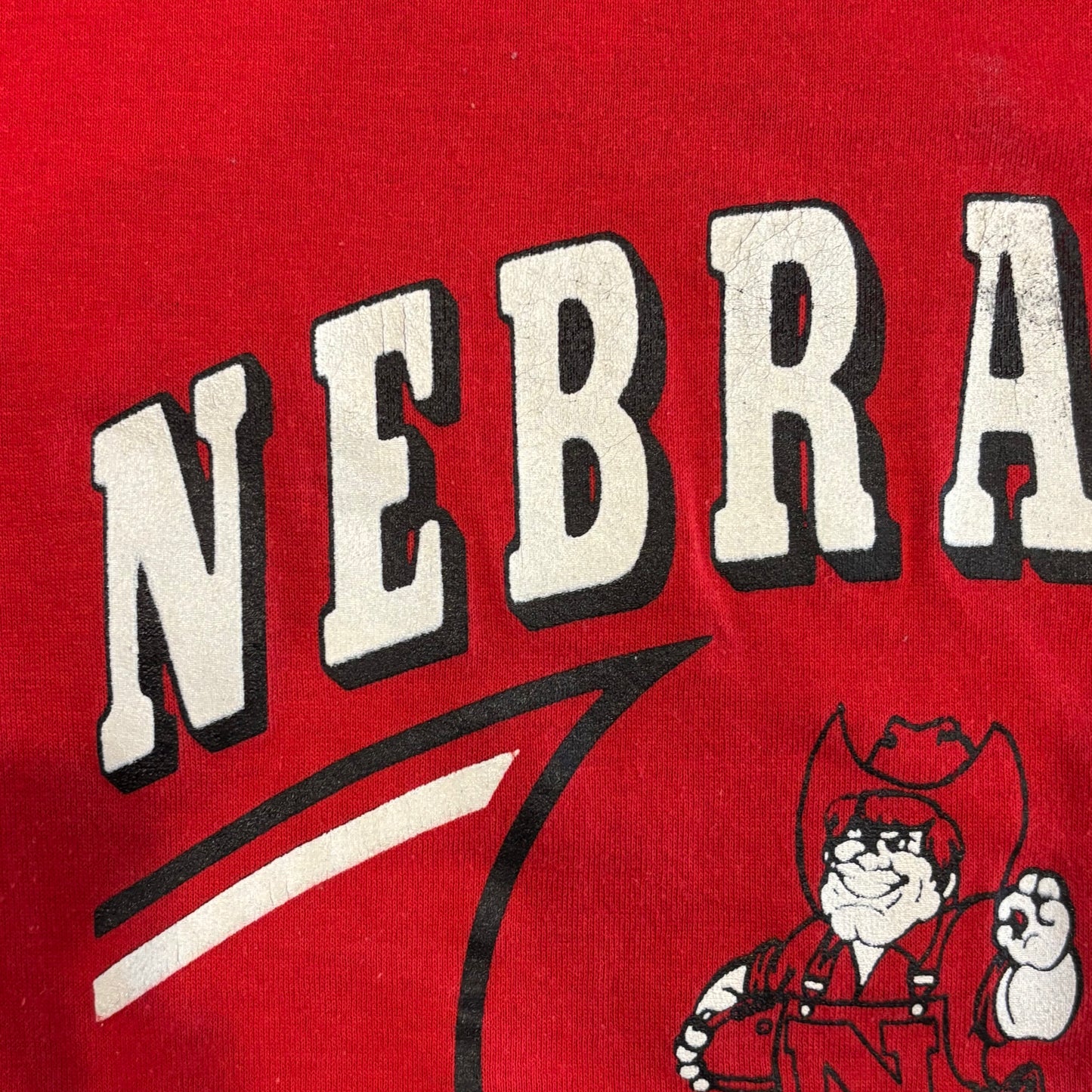 80's Champion NEBRASKA ネブラスカ・コーンハスカーズ スポーツTシャツ 赤 (M)/A3808T-SO