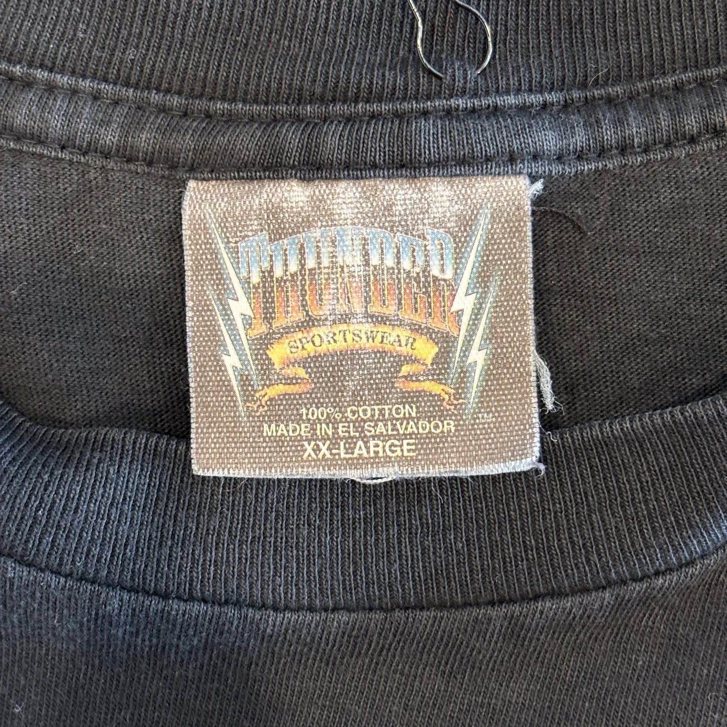 90's American Thunder Forever Free 狼 プリントTシャツ 黒 (2XL)/B2732T-SO