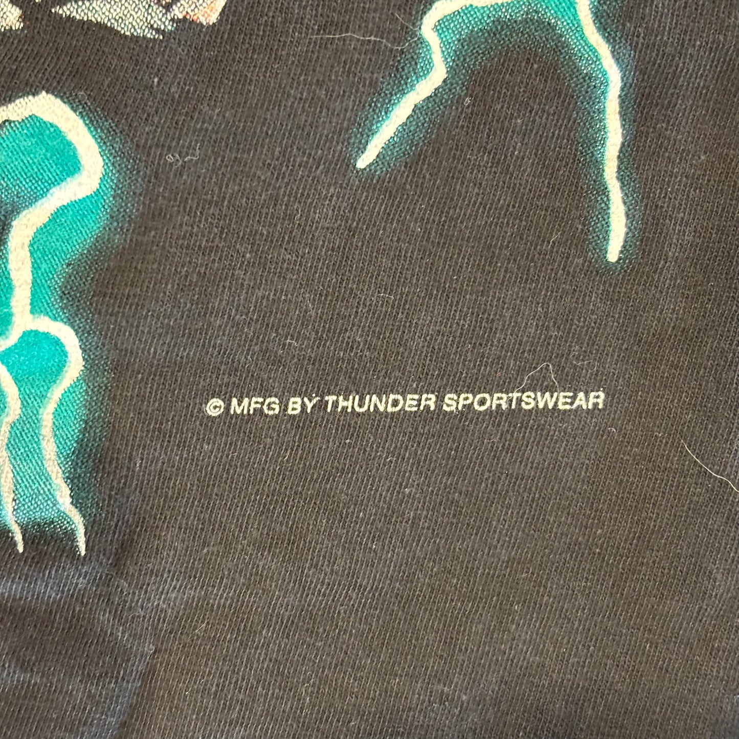 90's American Thunder Forever Free 狼 プリントTシャツ 黒 (2XL)/B2732T-SO