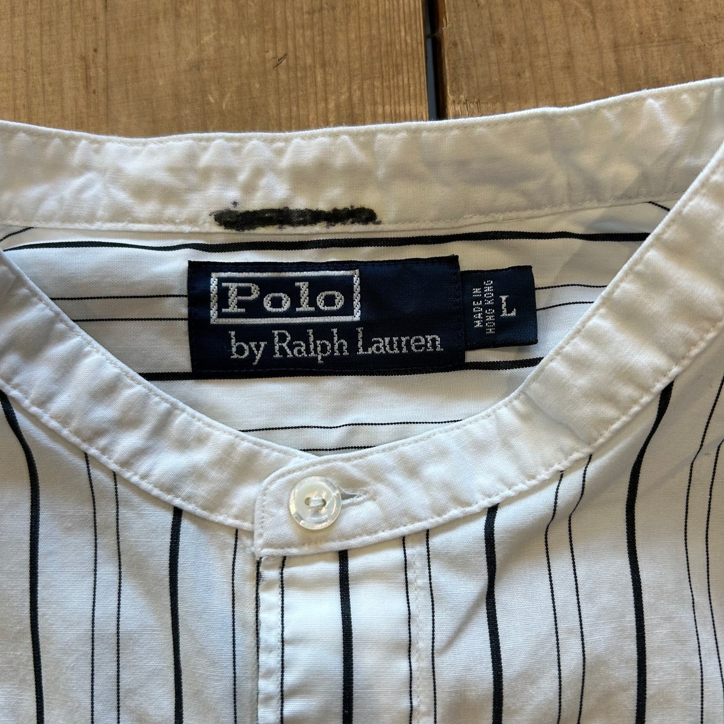 00's Polo by Ralph Lauren band collar shirt (L)/A6336SH-SO