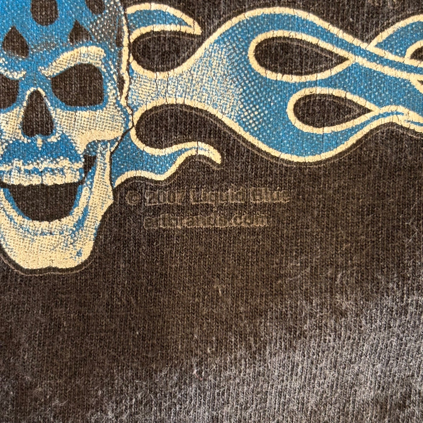 00's DELTA SHUT UP AND RIDE Ocean City Liquid Blue ストームライダー プリントTシャツ 黒 (XL)/B2521T-SO