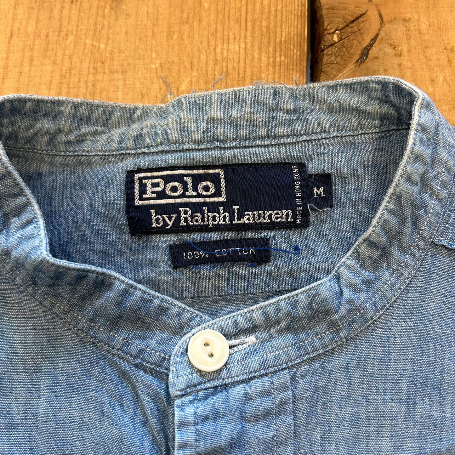 00's Polo by Ralph Lauren band collar shirt (M)/A6335SH-SO