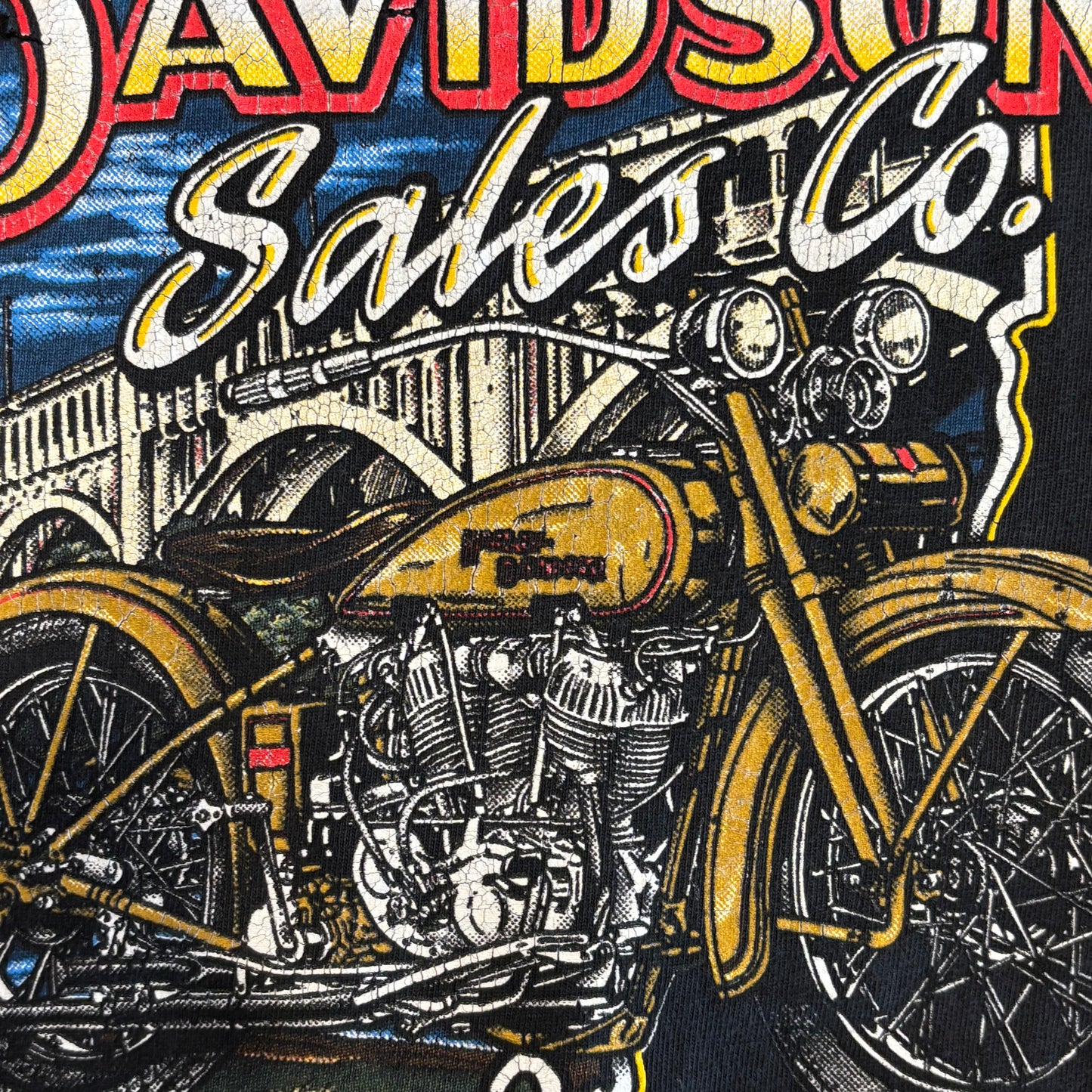 90's Hanes Harley-Davidson Cleveland, Ohio イーグル プリントTシャツ 黒 (M)/A3659T-SO
