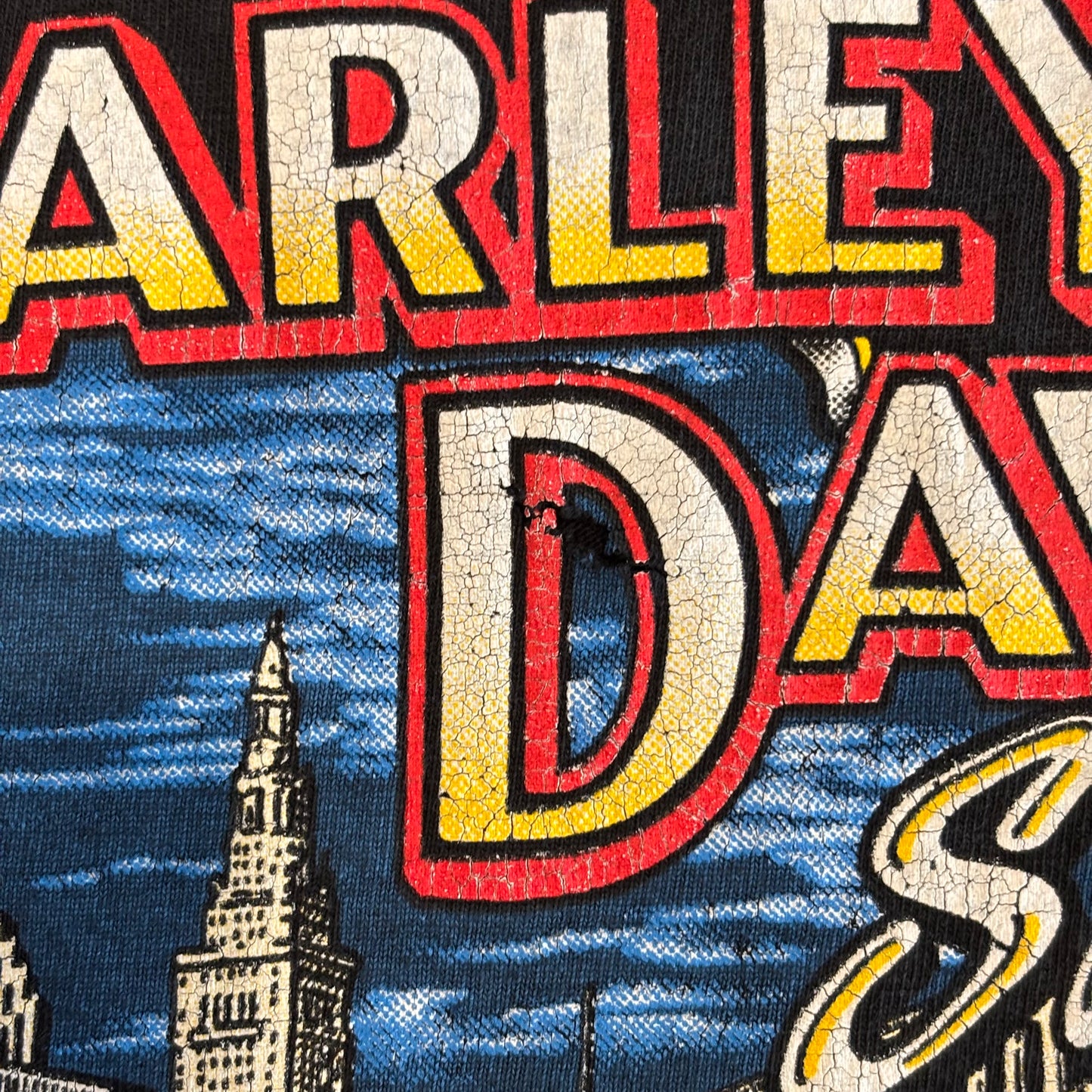 90's Hanes Harley-Davidson Cleveland, Ohio イーグル プリントTシャツ 黒 (M)/A3659T-SO