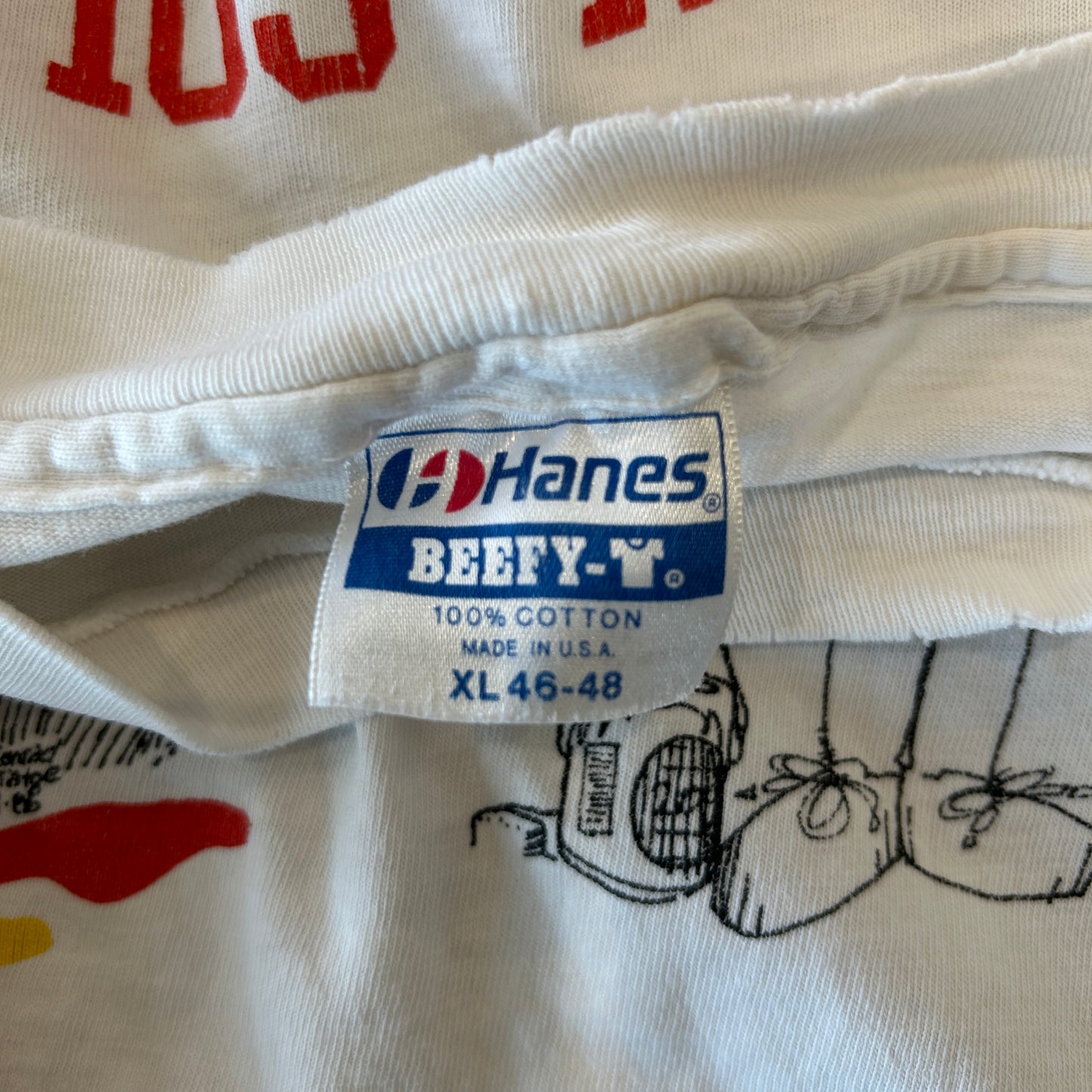 90's Hanes UNION COLLEGE イベントTシャツ アート 白(XL)/A7327T-SO