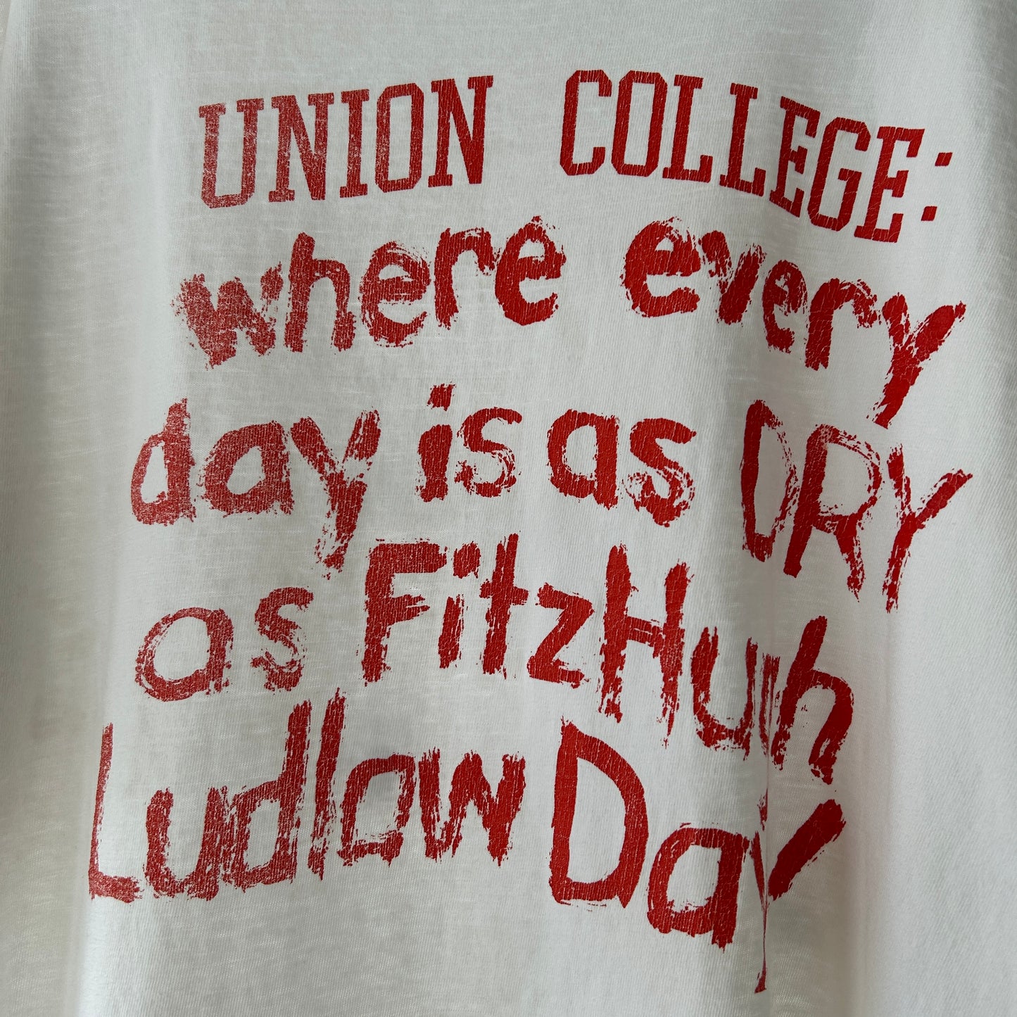 90's Hanes UNION COLLEGE イベントTシャツ アート 白(XL)/A7327T-SO