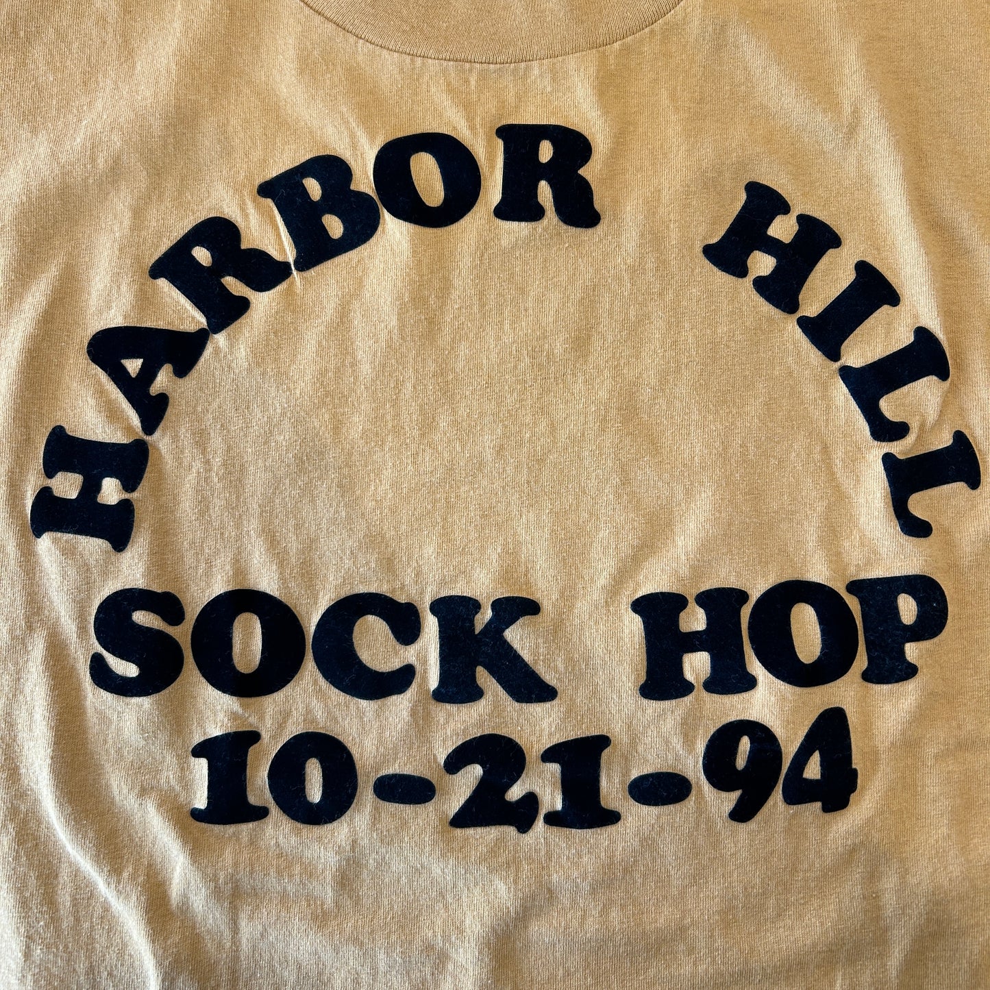90's anvil "Harbor Hill Sock Hop"ダンスイベントTシャツ フロッキープリント (XL)/A7385T-SO