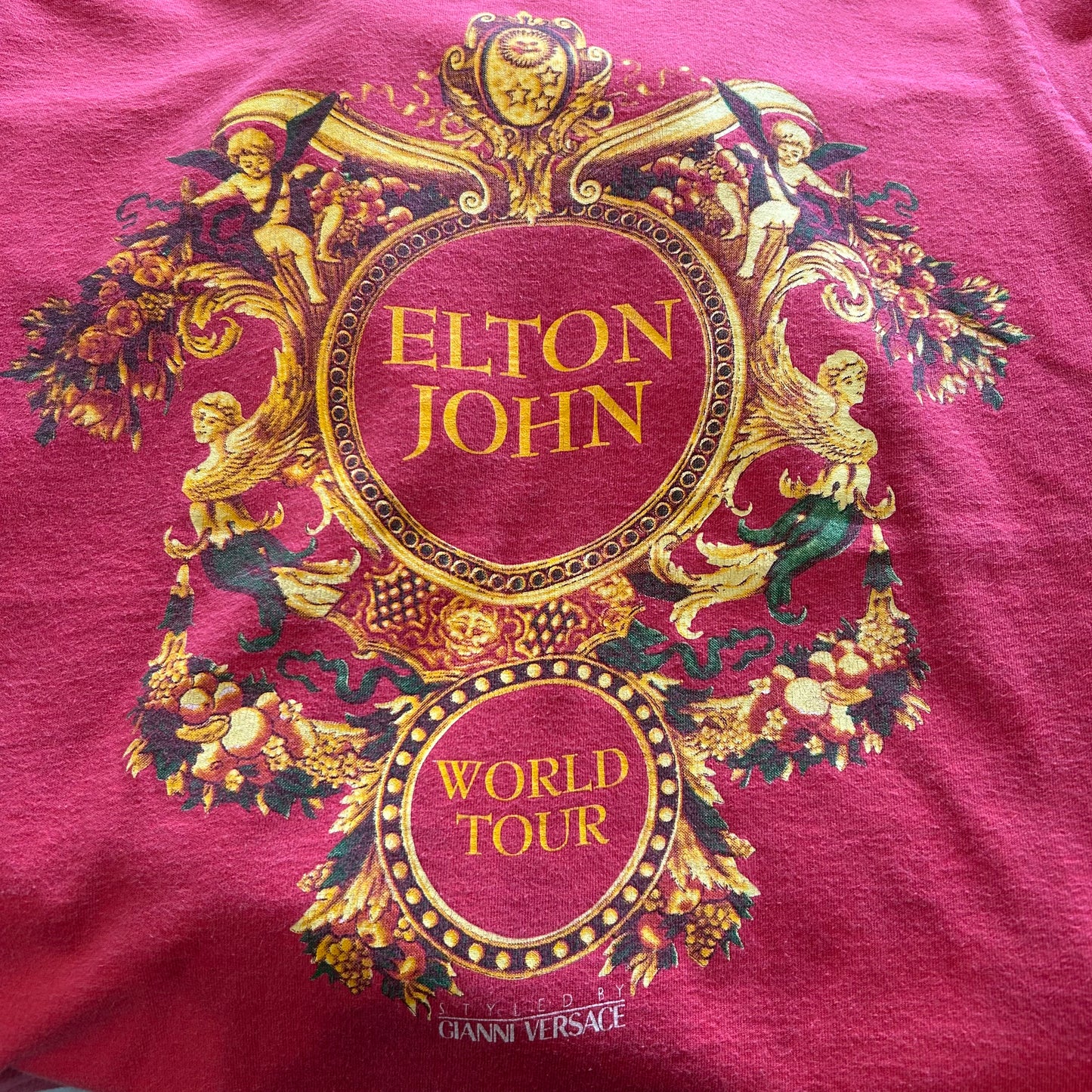 90's anvil ELTON JHON World Tour Tシャツ エルトン・ジョン 赤(L)/A4501T-SO
