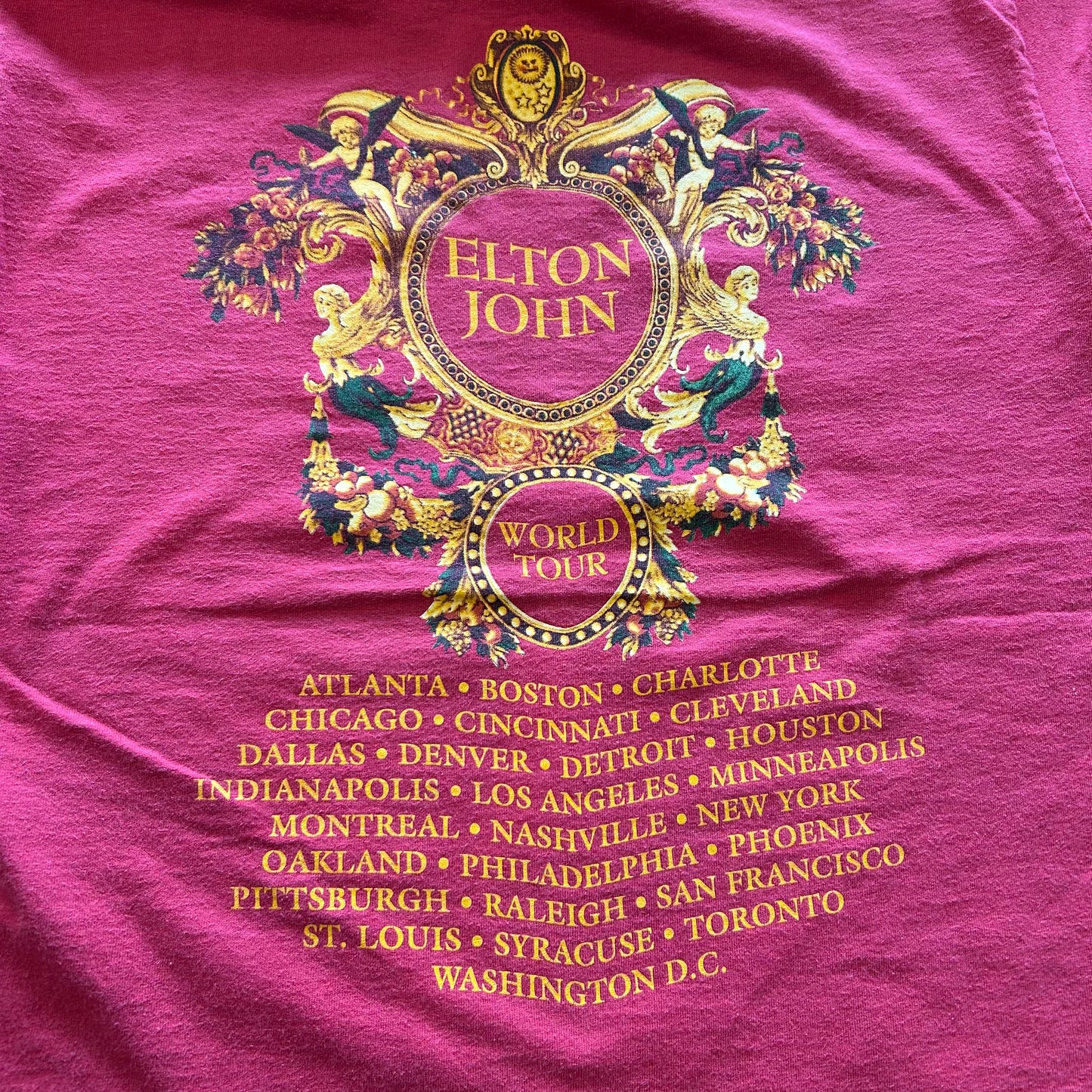 90's anvil ELTON JHON World Tour Tシャツ エルトン・ジョン 赤(L)/A4501T-SO