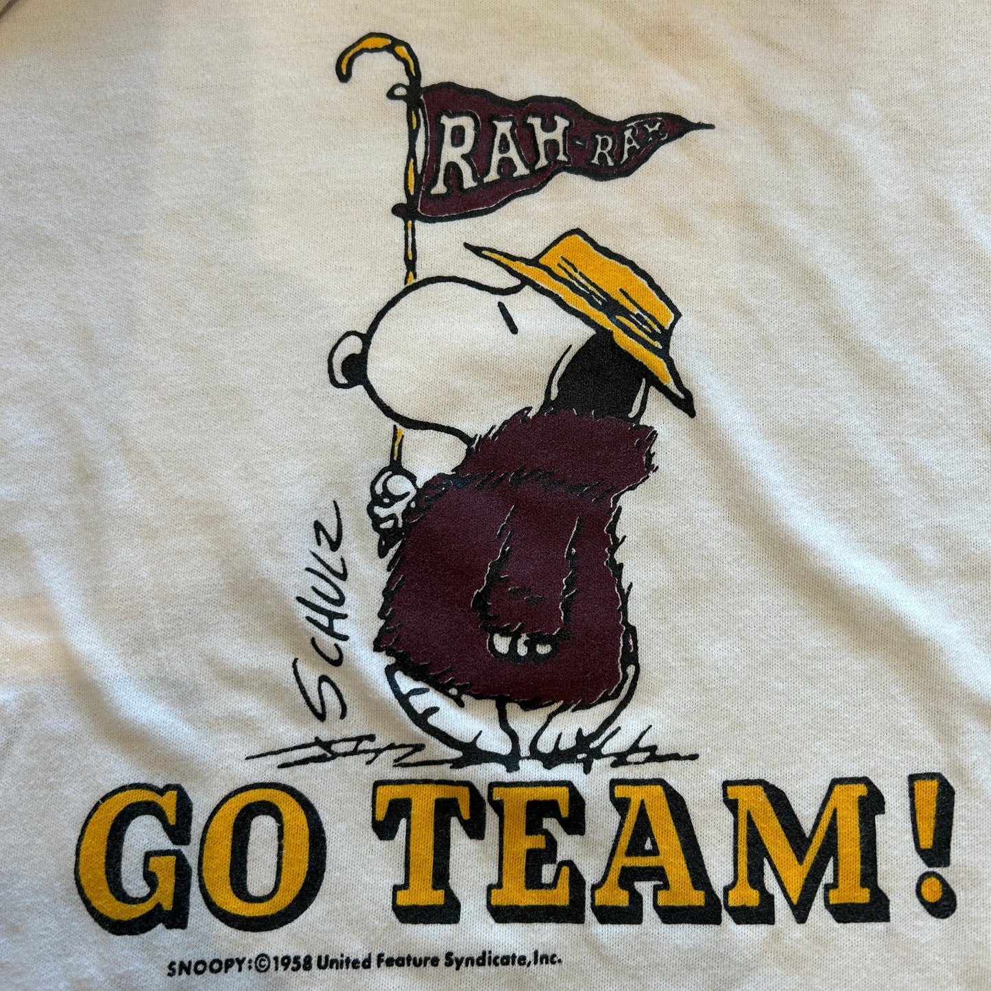 80's ARTEX スヌーピー GO TEAM! フットボールTシャツ (L)/A7304T-SO