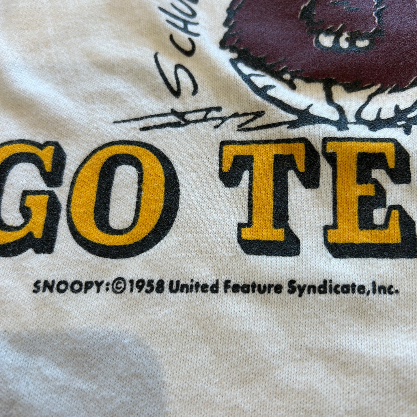 80's ARTEX スヌーピー GO TEAM! フットボールTシャツ (L)/A7304T-SO