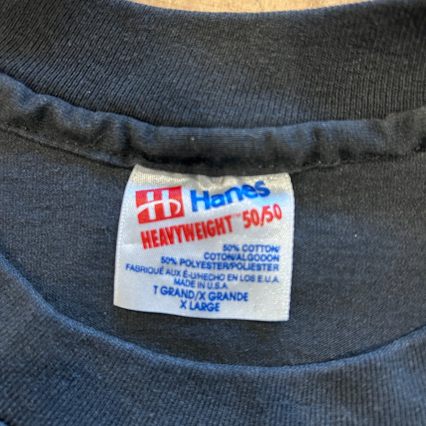 80's Hanes メッセージTシャツ シングルステッチ 黒(XL)B2807T-SO
