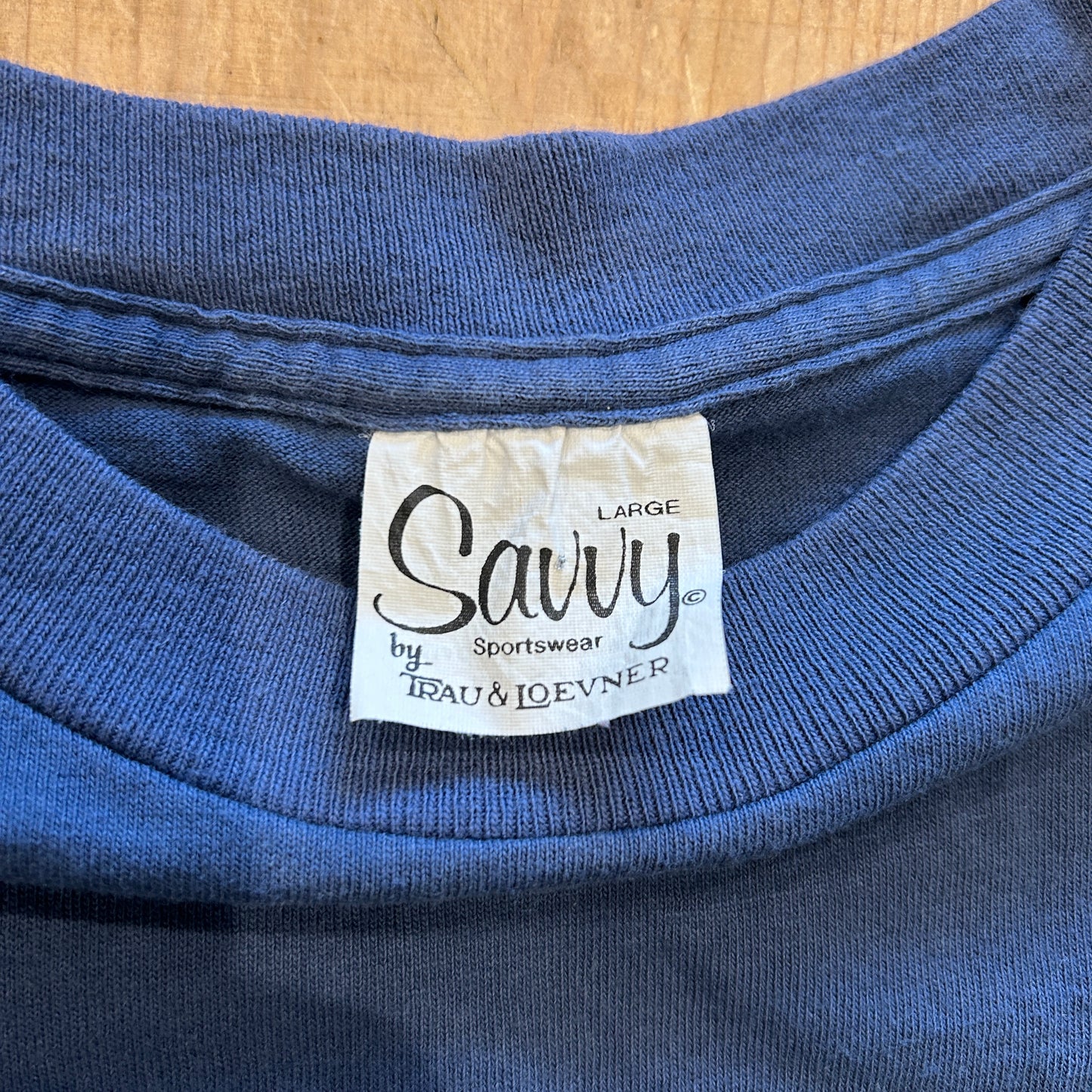 90's Savvy LAKE ONTARIO オンタリオ湖プリントTシャツ トラウト サーモン 紺(L)/A7386T-SO