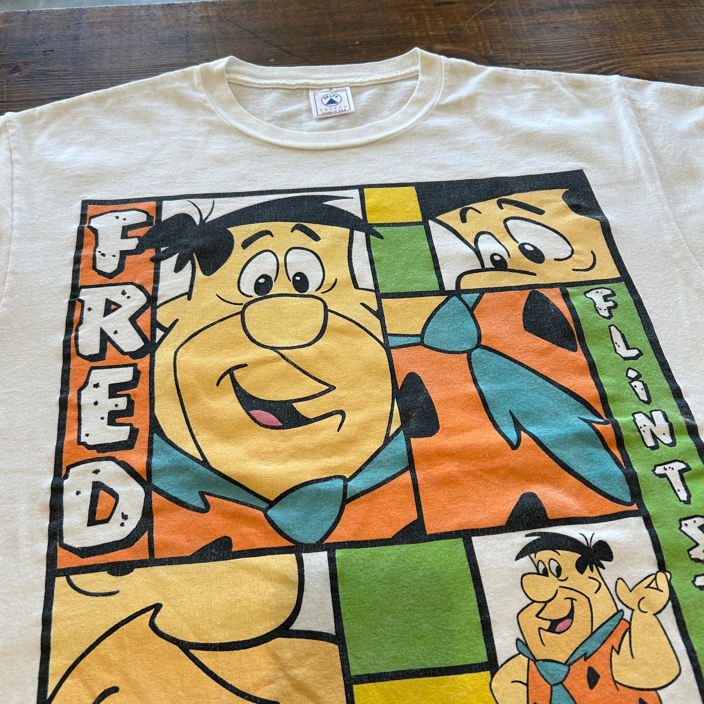 90's DELTA "FRED FLINTSTONE" Tシャツ ホワイト (L)/A7575T-SO