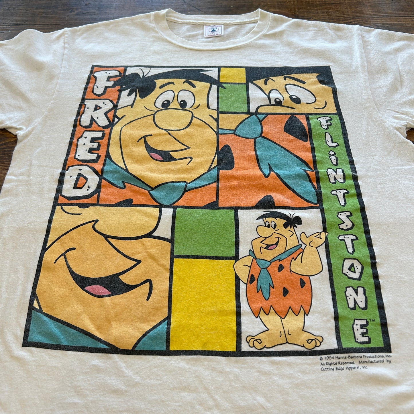 90's DELTA "FRED FLINTSTONE" Tシャツ ホワイト (L)/A7575T-SO
