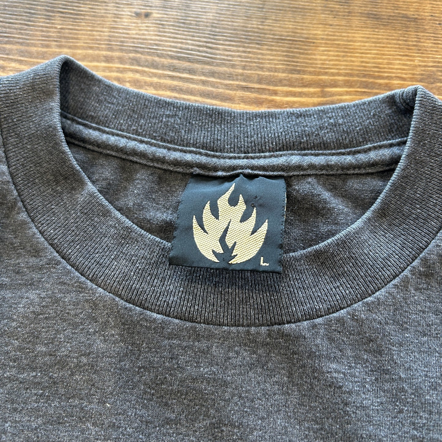 00's BLACK LABEL FIRE ブラックレーベル ロゴTシャツ グレー (L)/A7556T-SO