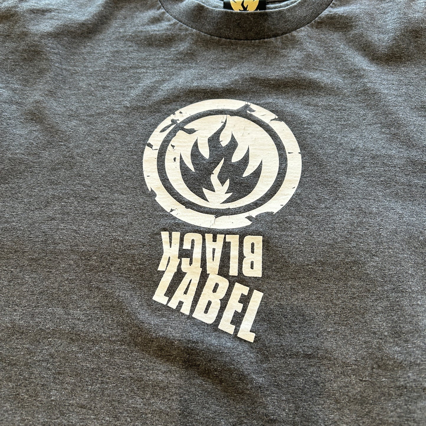 00's BLACK LABEL FIRE ブラックレーベル ロゴTシャツ グレー (L)/A7556T-SO