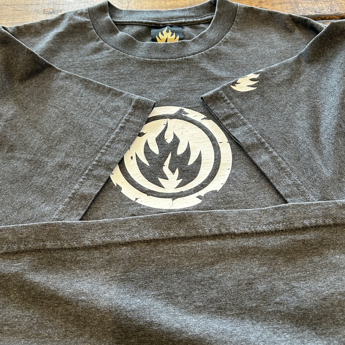 00's BLACK LABEL FIRE ブラックレーベル ロゴTシャツ グレー (L)/A7556T-SO