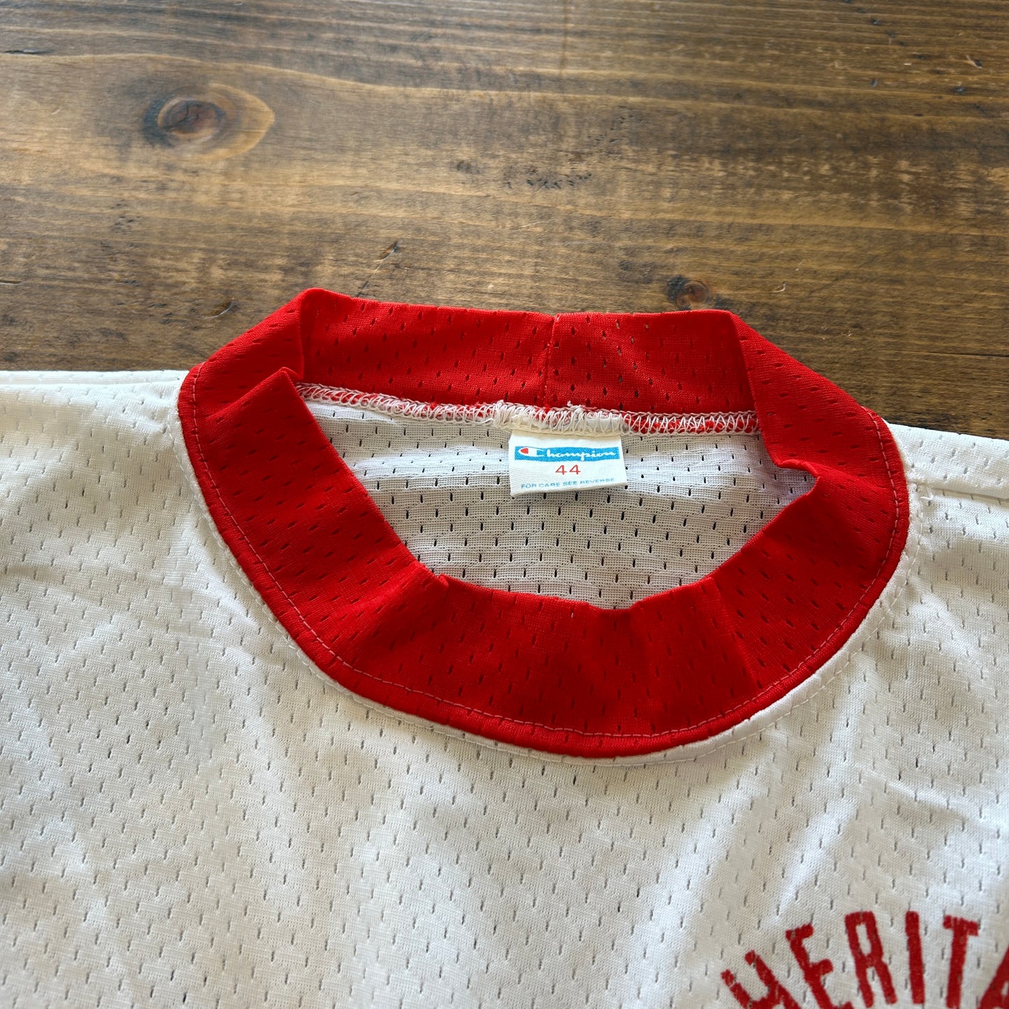 70's champion "HERITAGE STAFF" Tシャツ ホワイト (44)/A7560T-SO