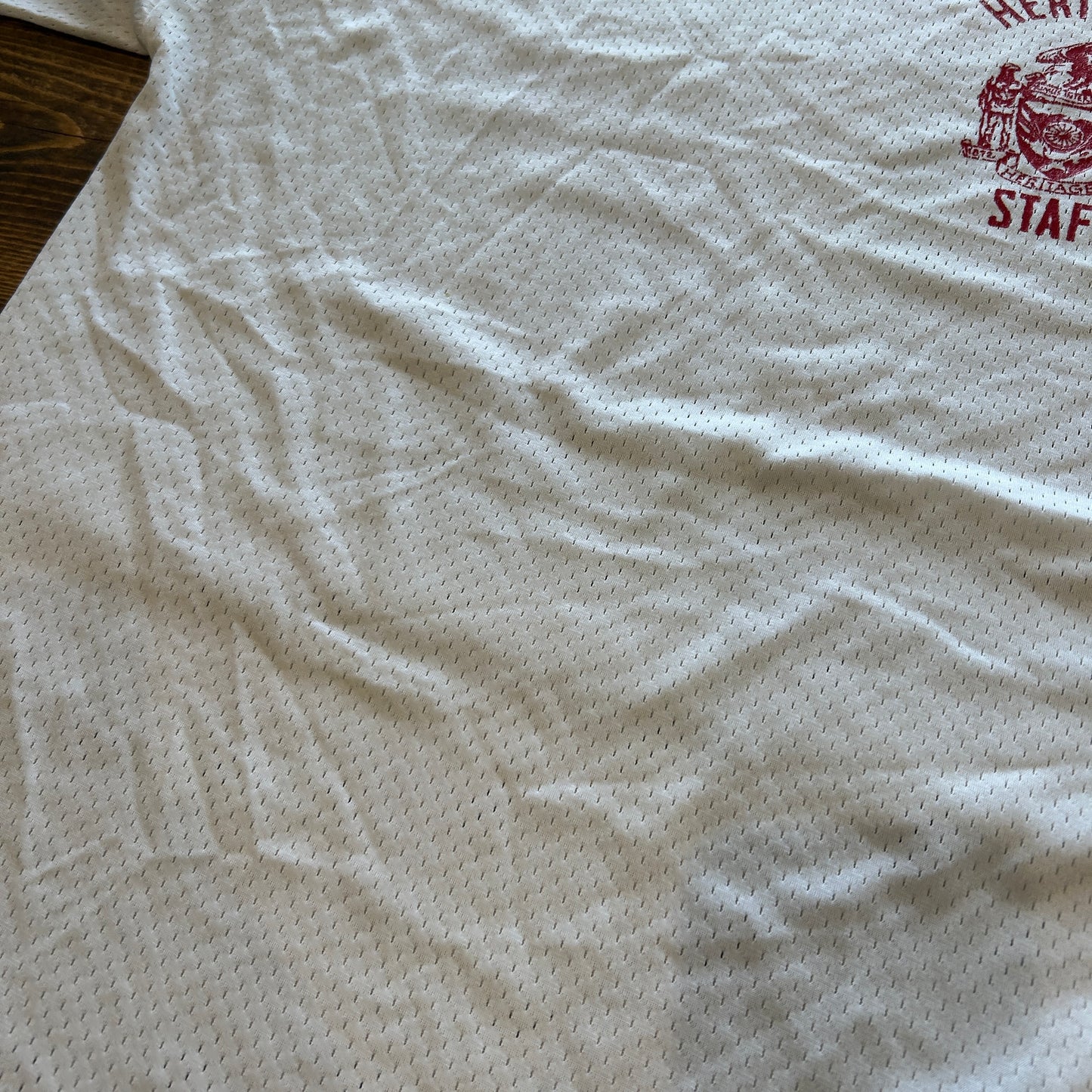 70's champion "HERITAGE STAFF" Tシャツ ホワイト (44)/A7560T-SO