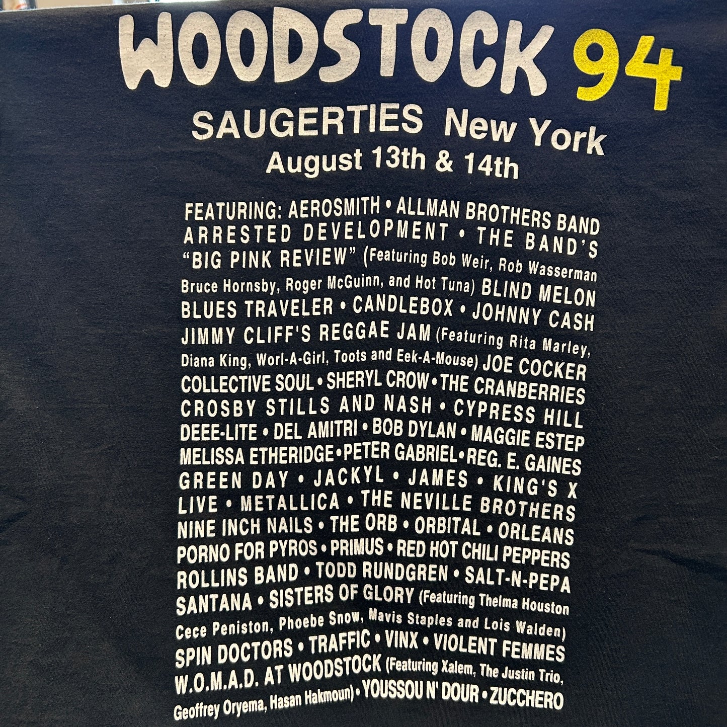 90's GEM WOOD STOCK94' ウッドストックフェス Tシャツ シングルステッチ 黒(XL)/A7380T-SO