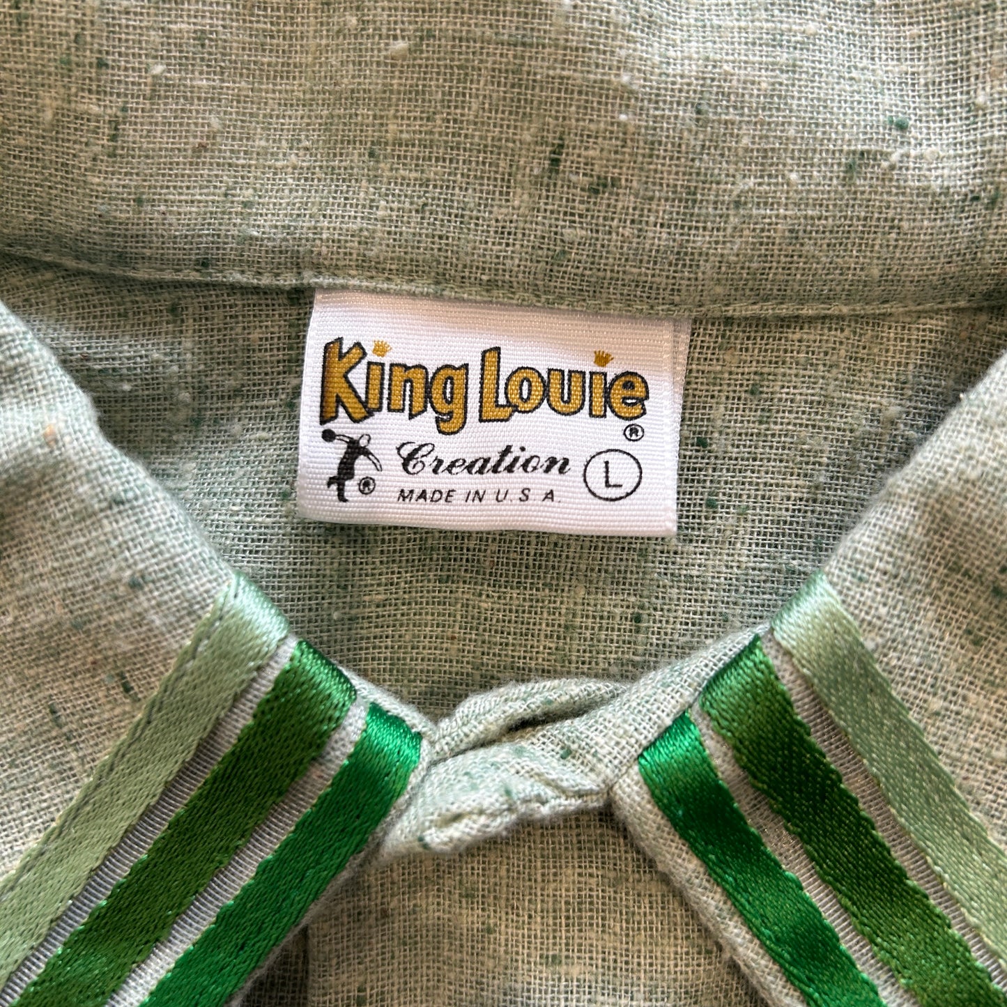 70's King Louie ボーリングシャツ コットン/ポリ混紡 薄緑(L)/A7040SH-SO