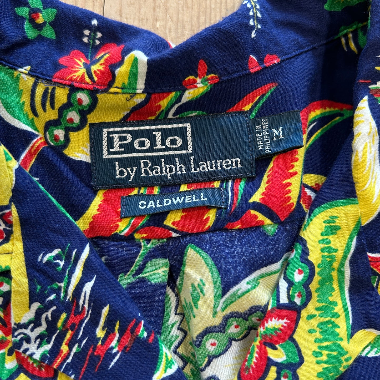 90's Polo by Ralph Lauren ラルフ CALDWELL アロハシャツ オープンカラー 紺(M)/A7418SH-SO