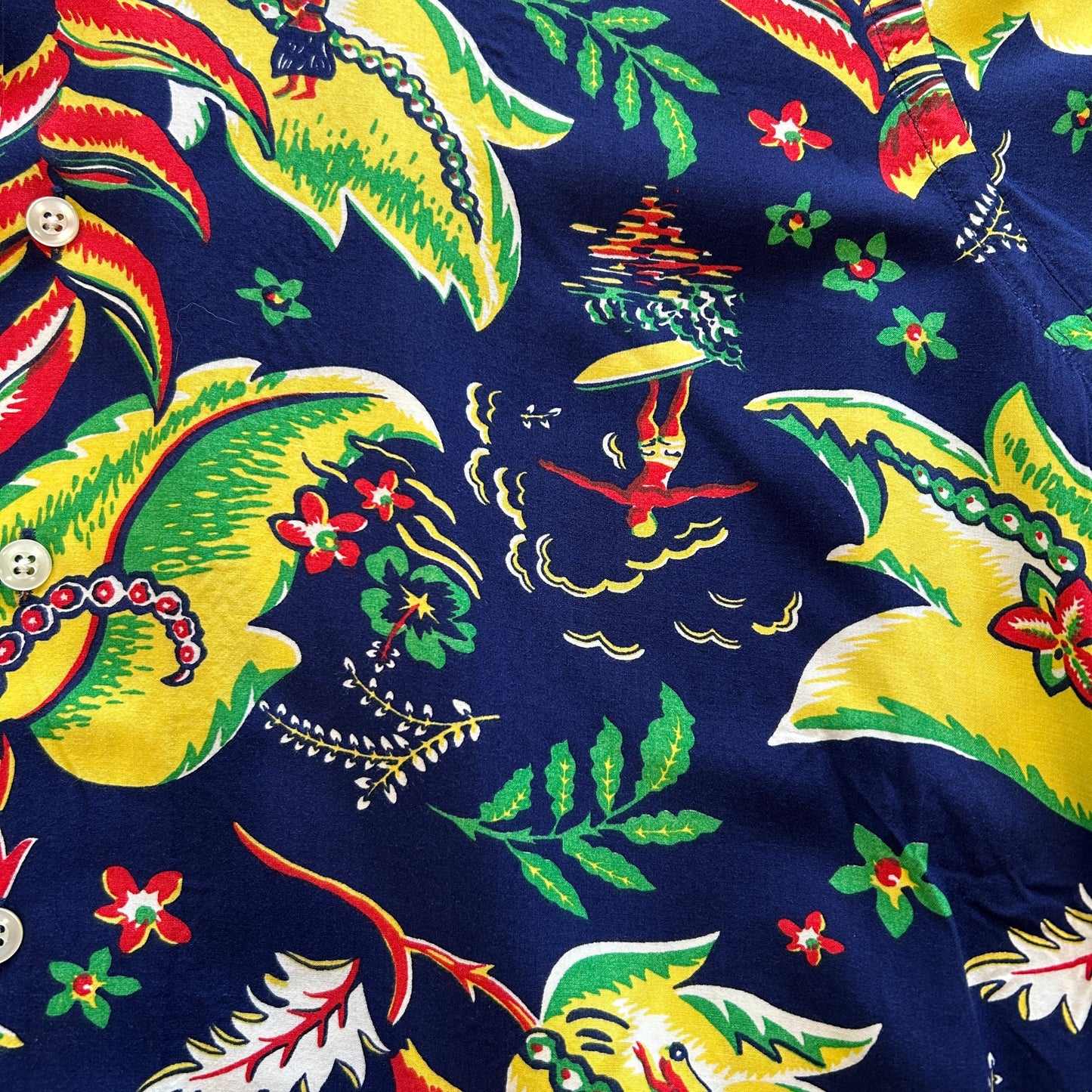 90's Polo by Ralph Lauren ラルフ CALDWELL アロハシャツ オープンカラー 紺(M)/A7418SH-SO